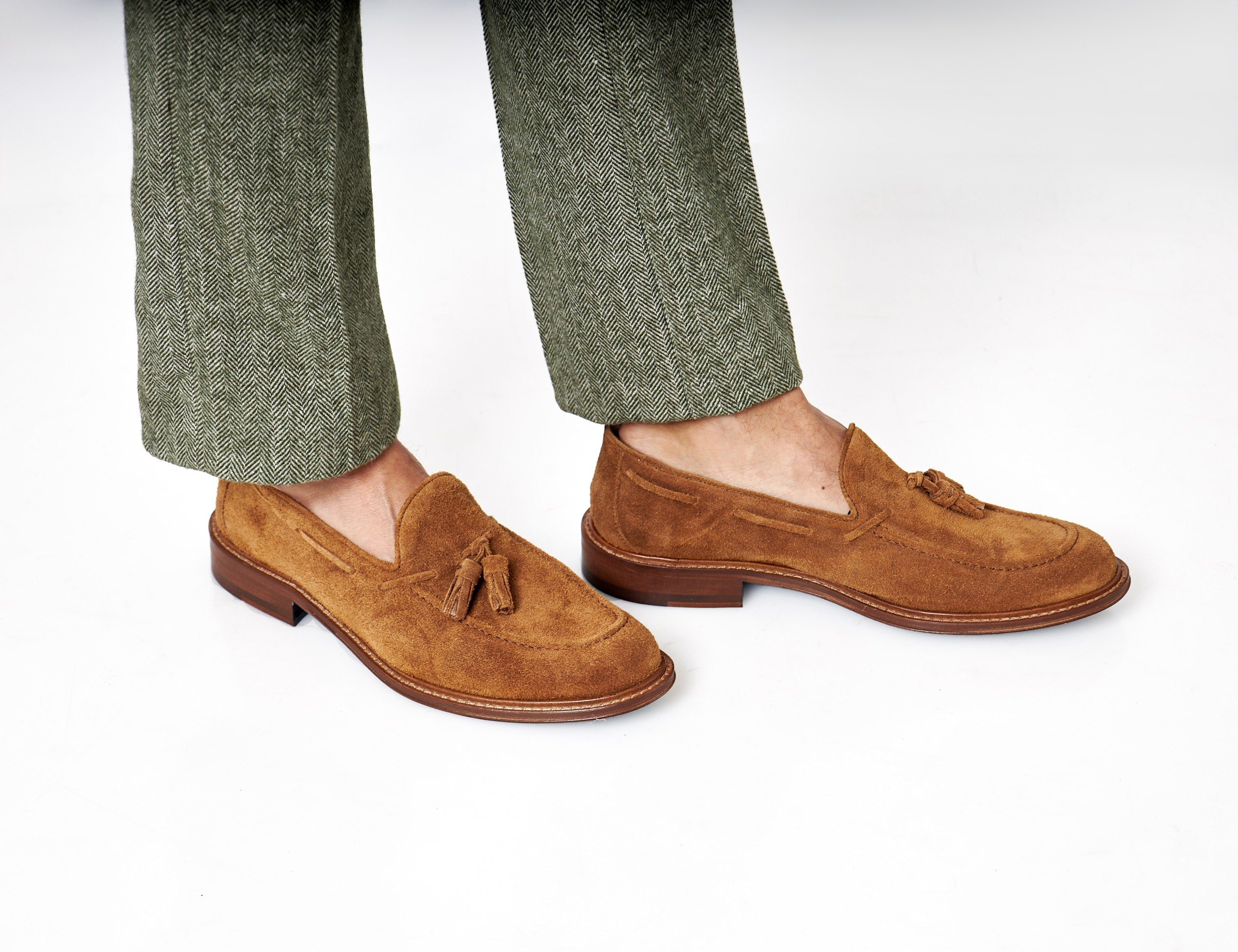 TAN ITALIAN SUEDE TASSEL LOAFER