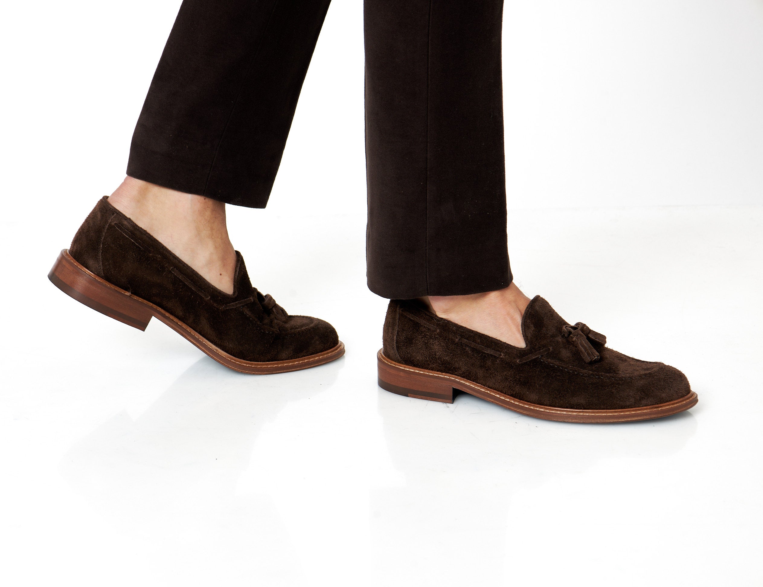 BROWN ITALIAN SUEDE TASSEL LOAFER