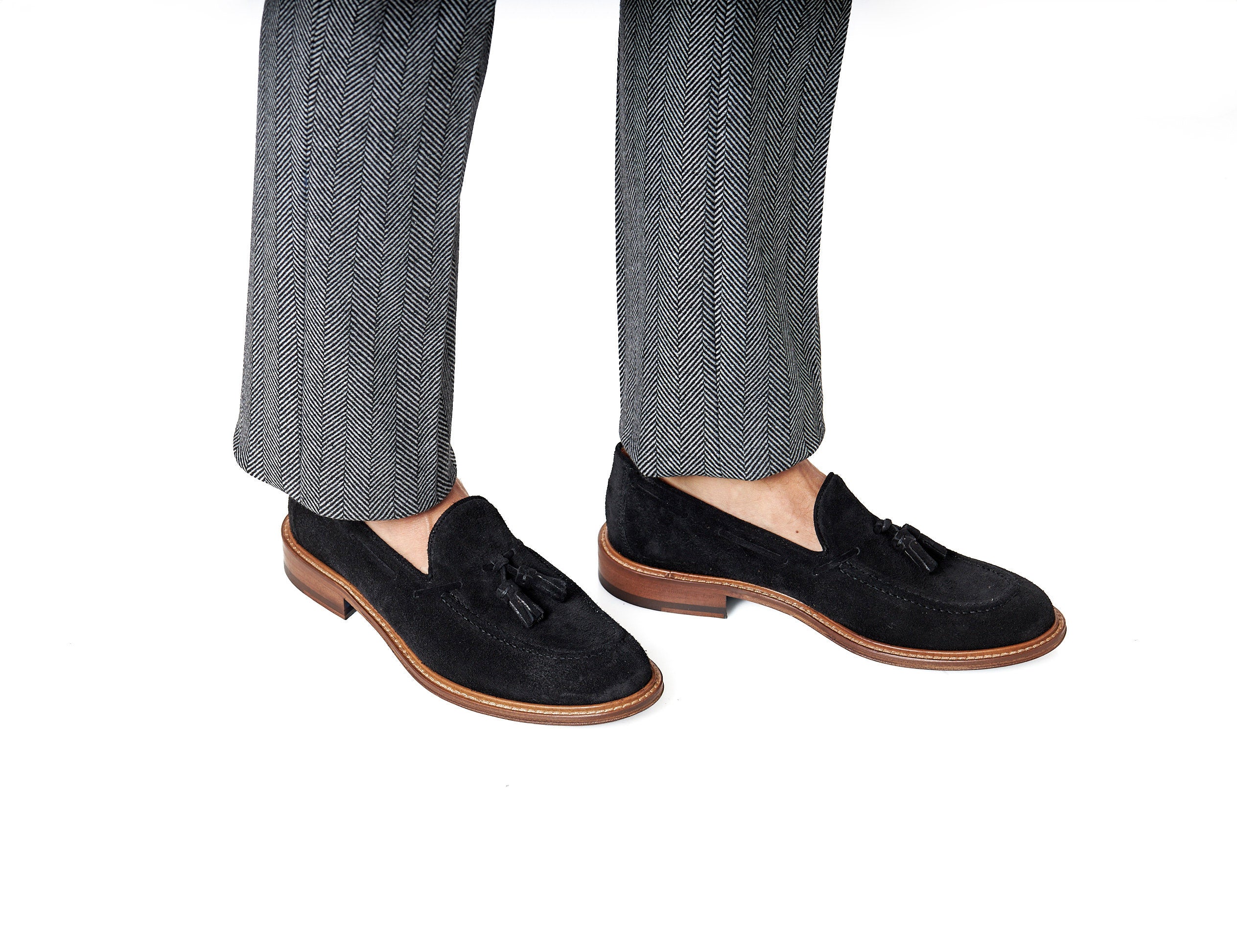 BLACK ITALIAN SUEDE TASSEL LOAFER