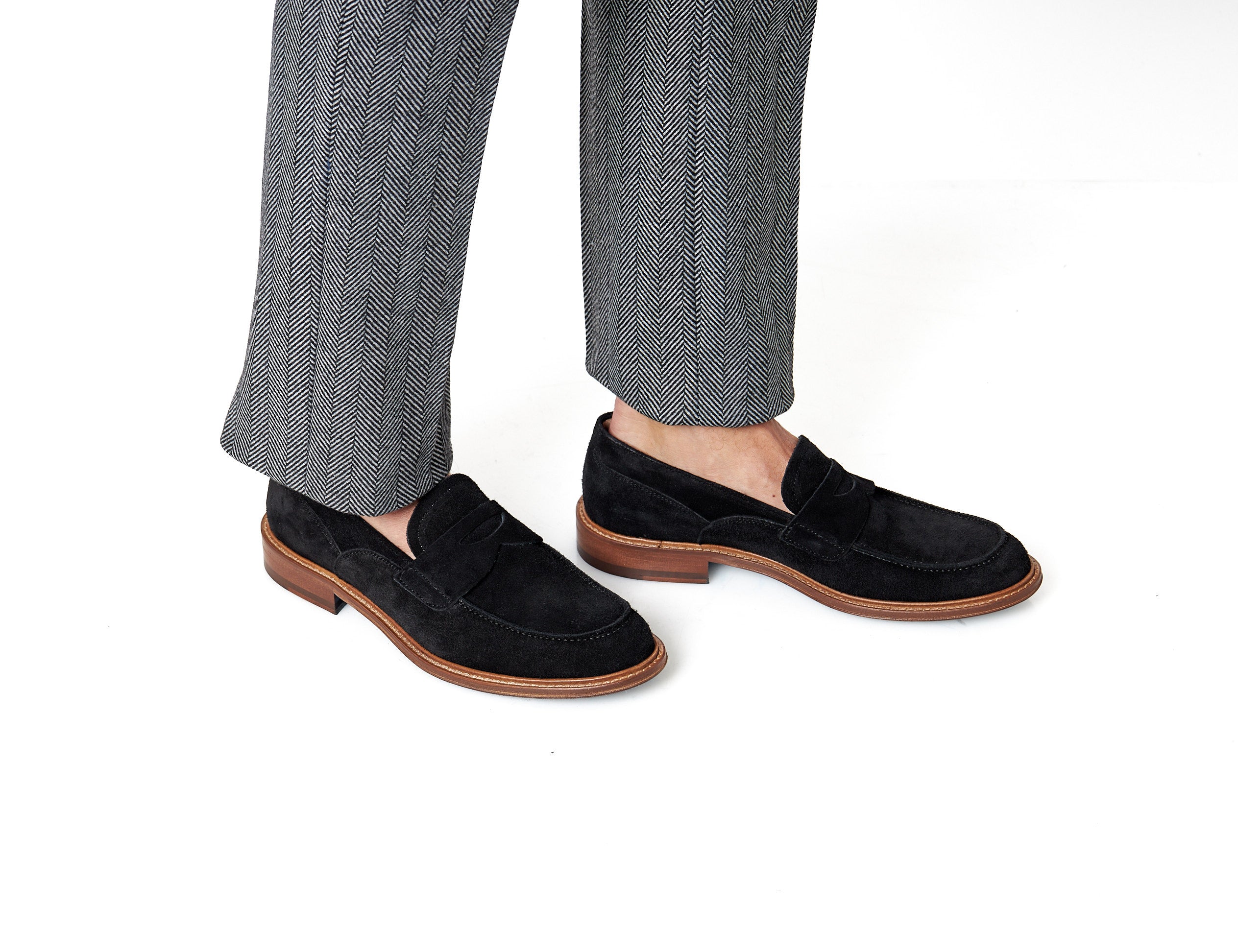 BLACK ITALIAN SUEDE PENNY LOAFER
