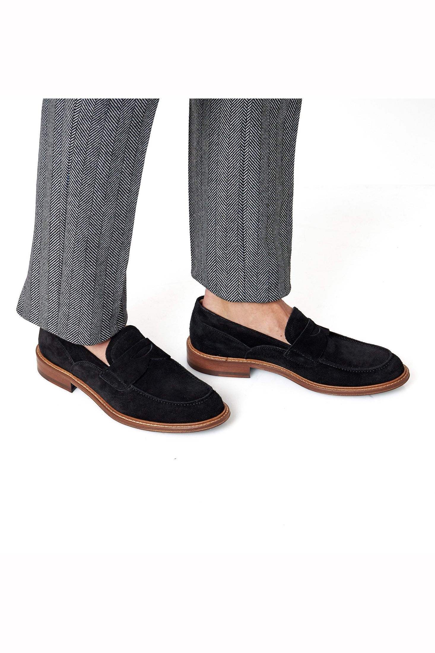 BLACK ITALIAN SUEDE PENNY LOAFER