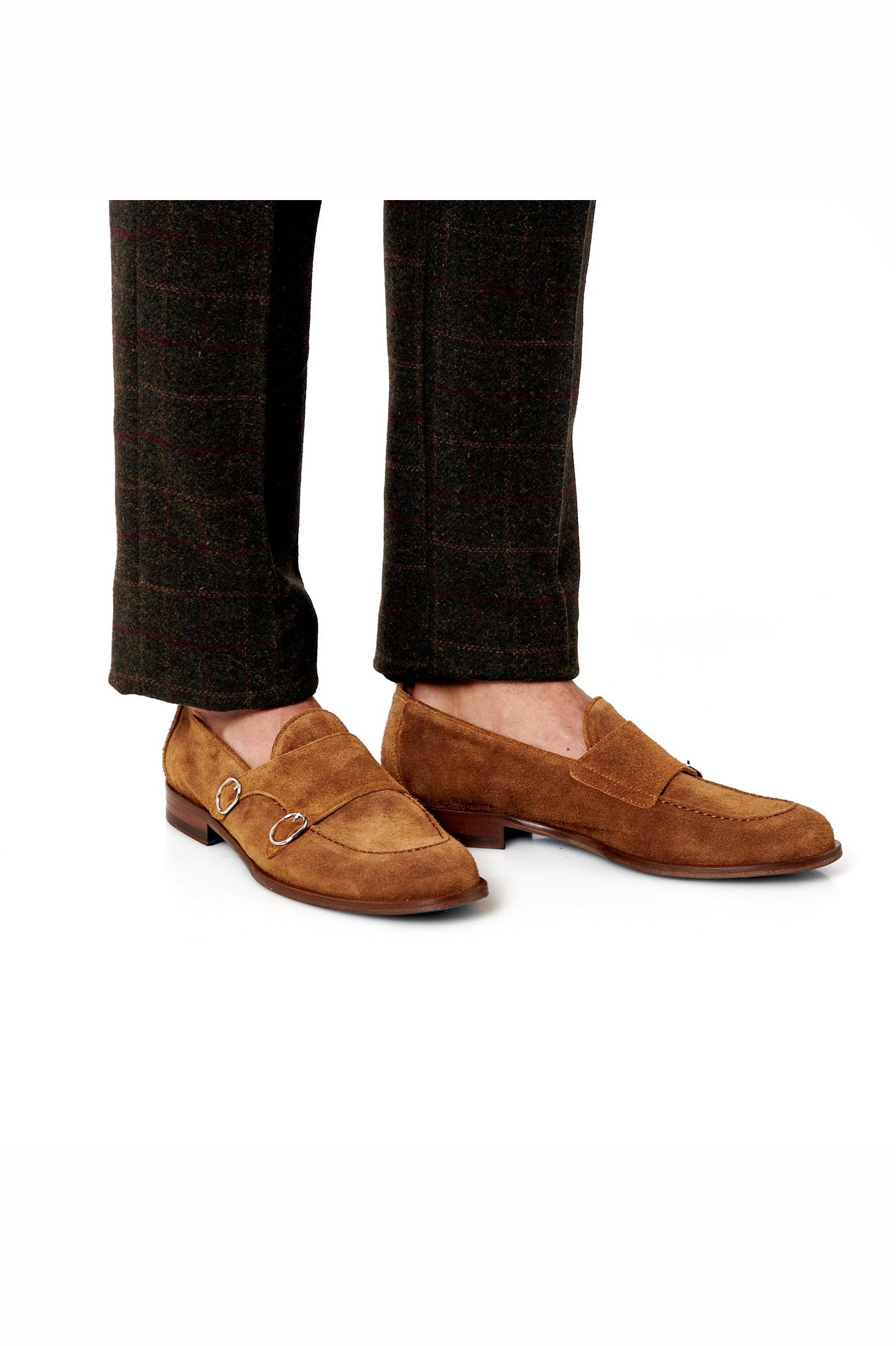TAN ITALIAN SUEDE DOUBLE BUCKLE LOAFER