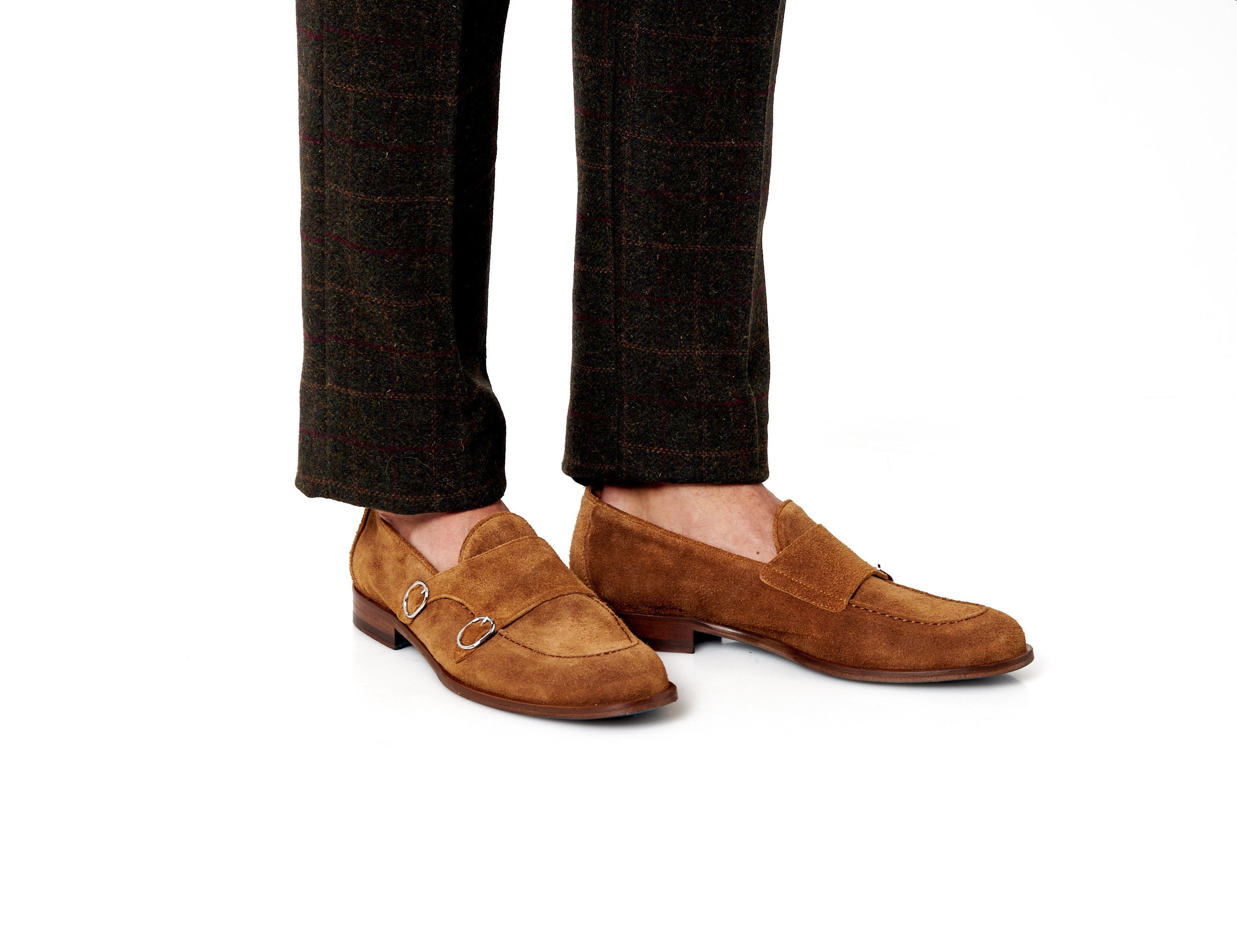 TAN ITALIAN SUEDE DOUBLE BUCKLE LOAFER