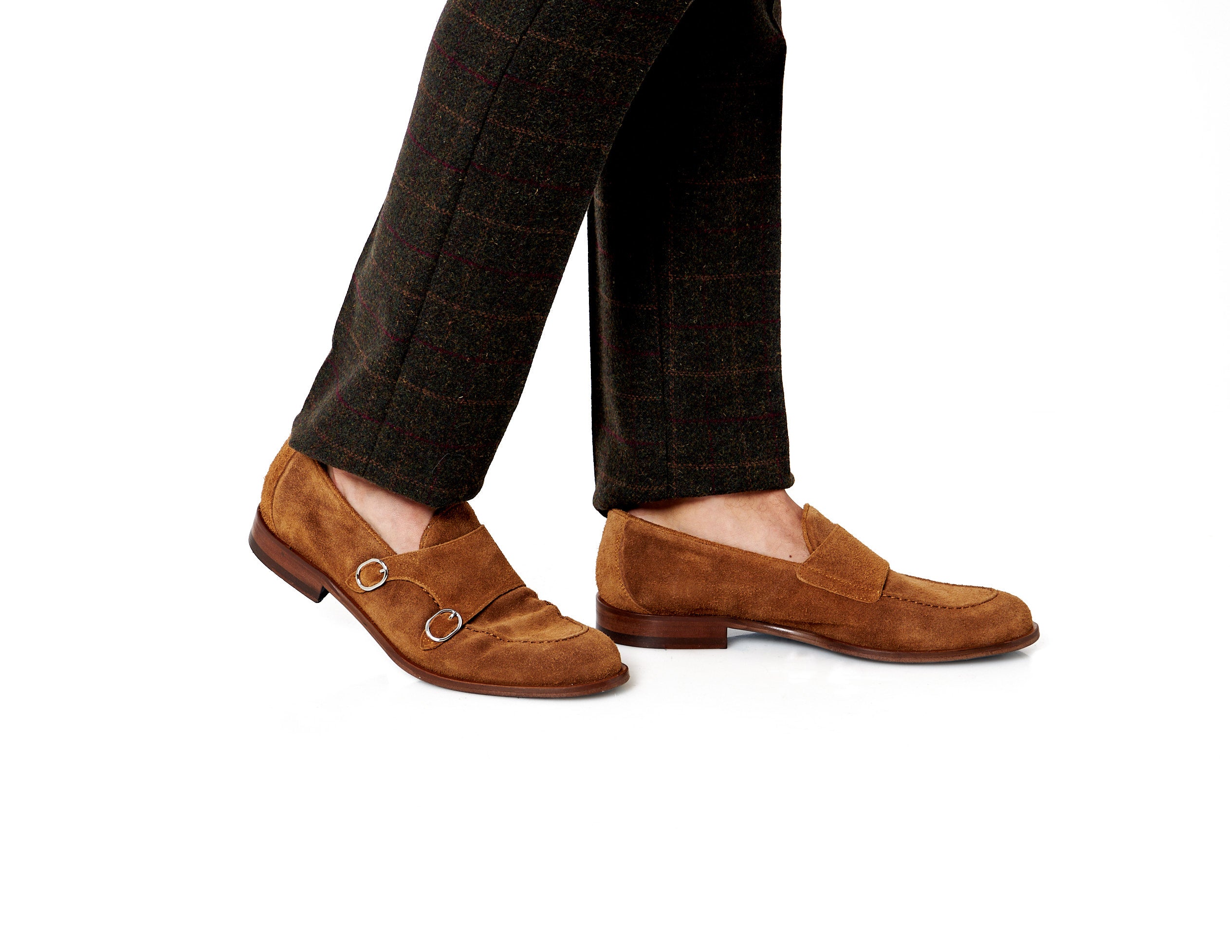 TAN ITALIAN SUEDE DOUBLE BUCKLE LOAFER