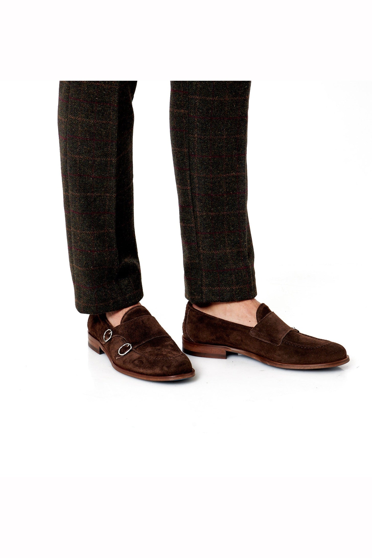 BROWN ITALIAN SUEDE DOUBLE BUCKLE LOAFER