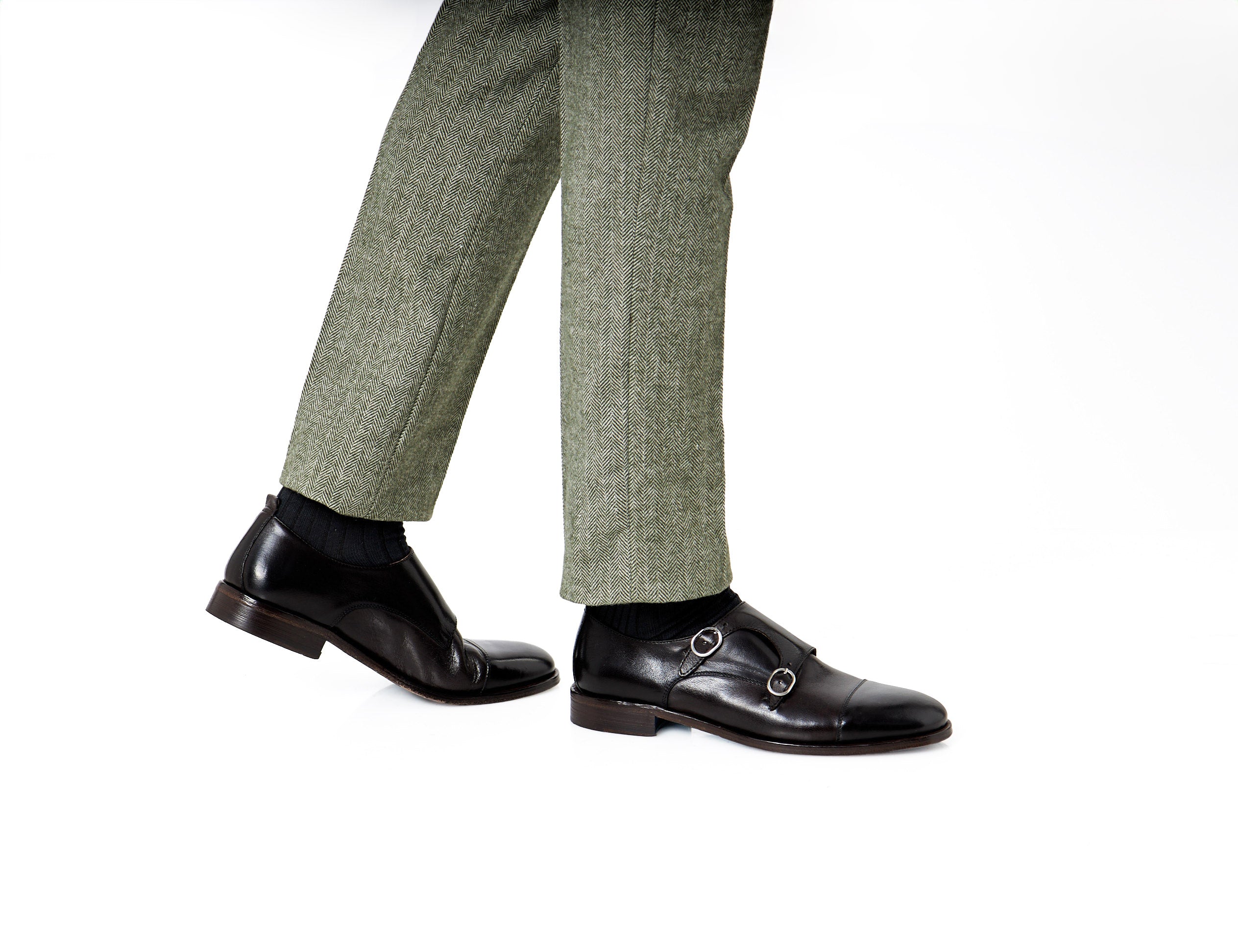 BROWN CALFSKIN DOUBLE BUCKEL MONKS