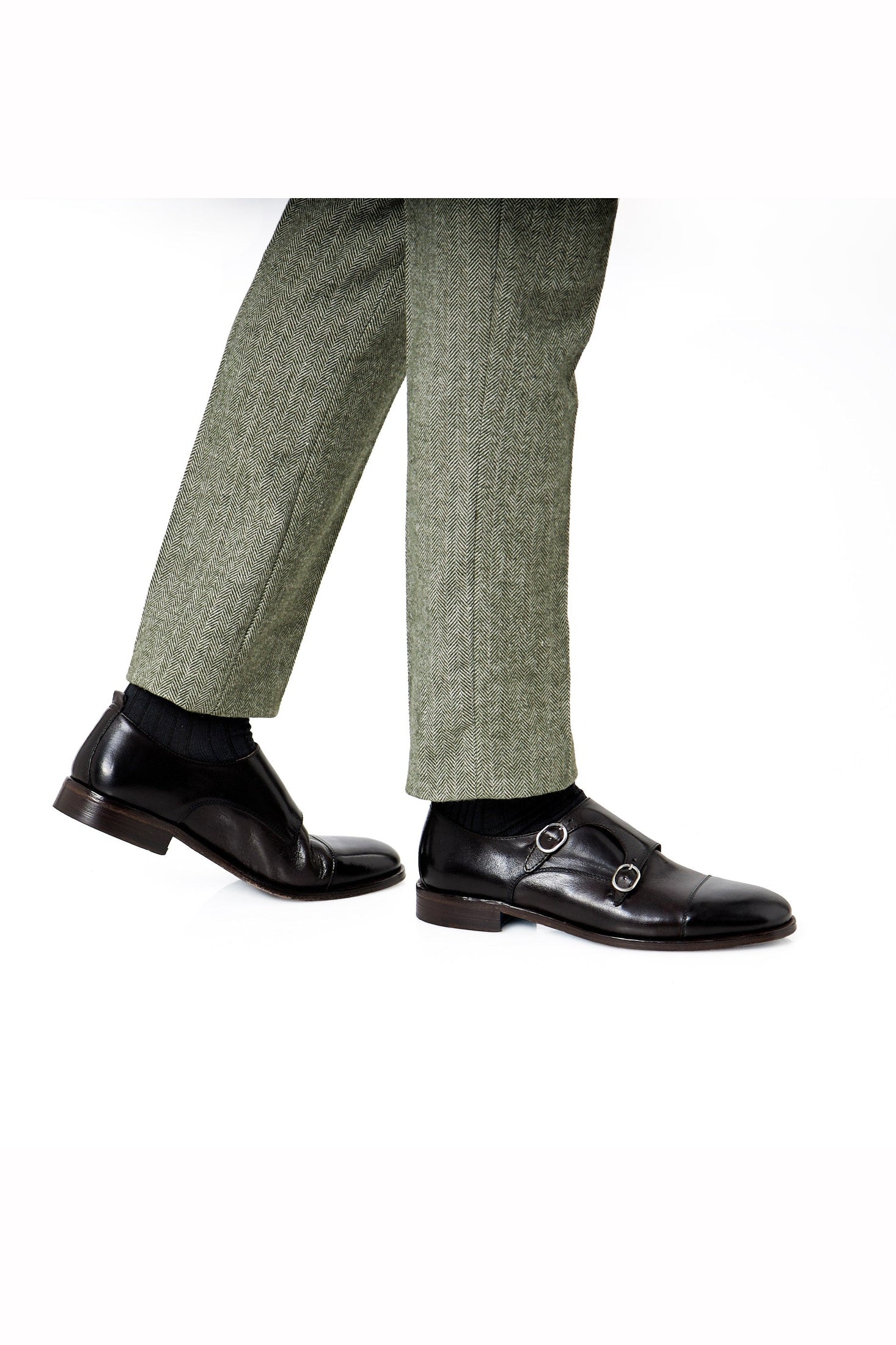 BROWN CALFSKIN DOUBLE BUCKEL MONKS