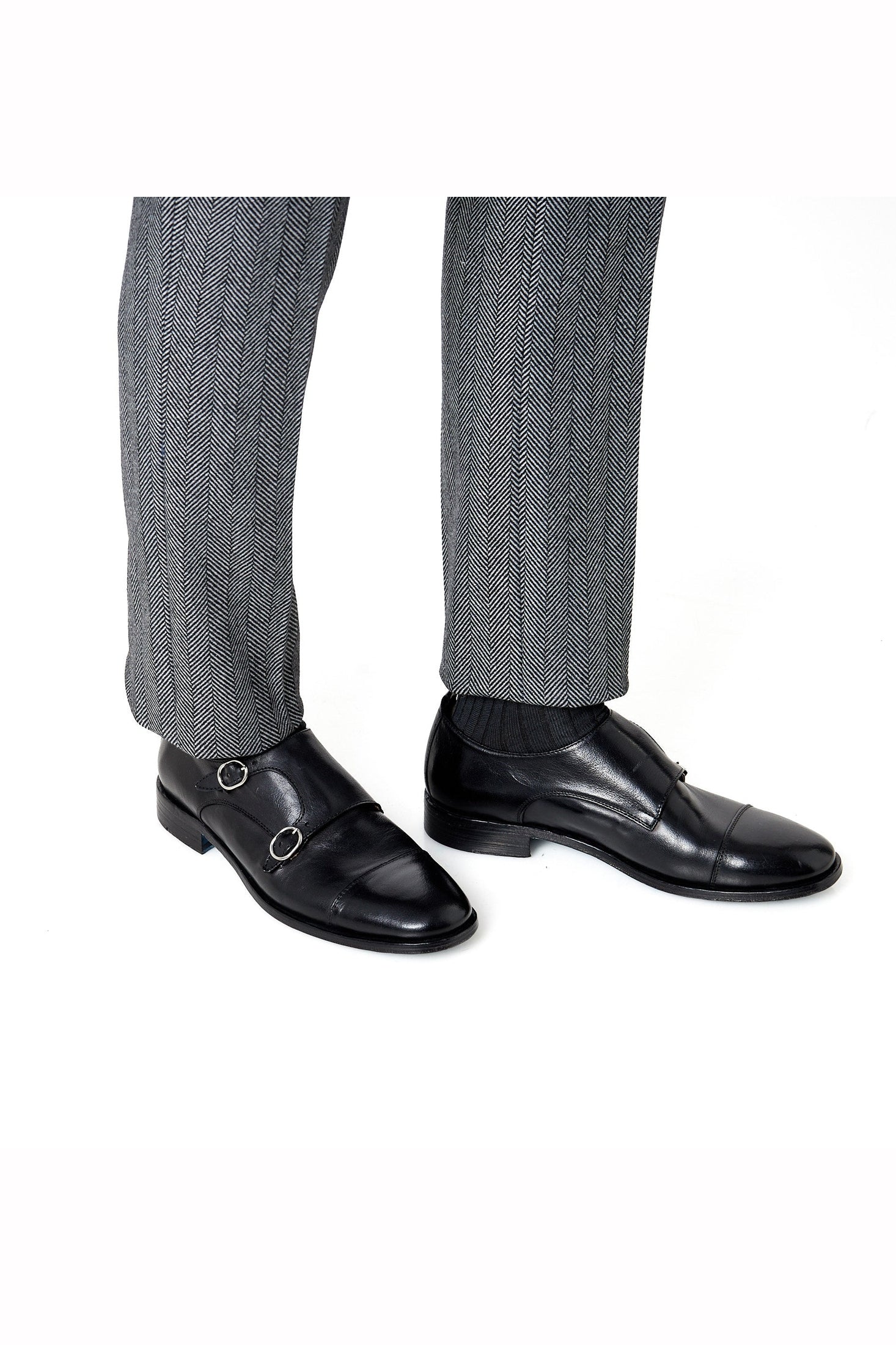 BLACK CALFSKIN DOUBLE BUCKEL MONKS