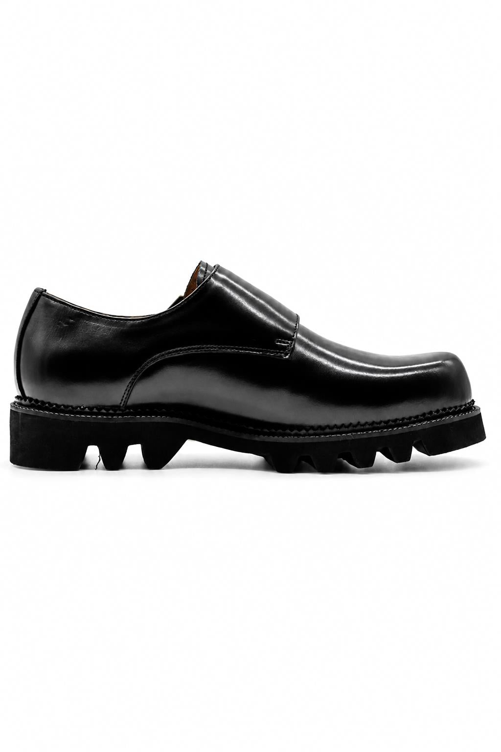 KNOX Men’s Black Leather Chunky Double Monk Strap Shoes Sartorial Shoes