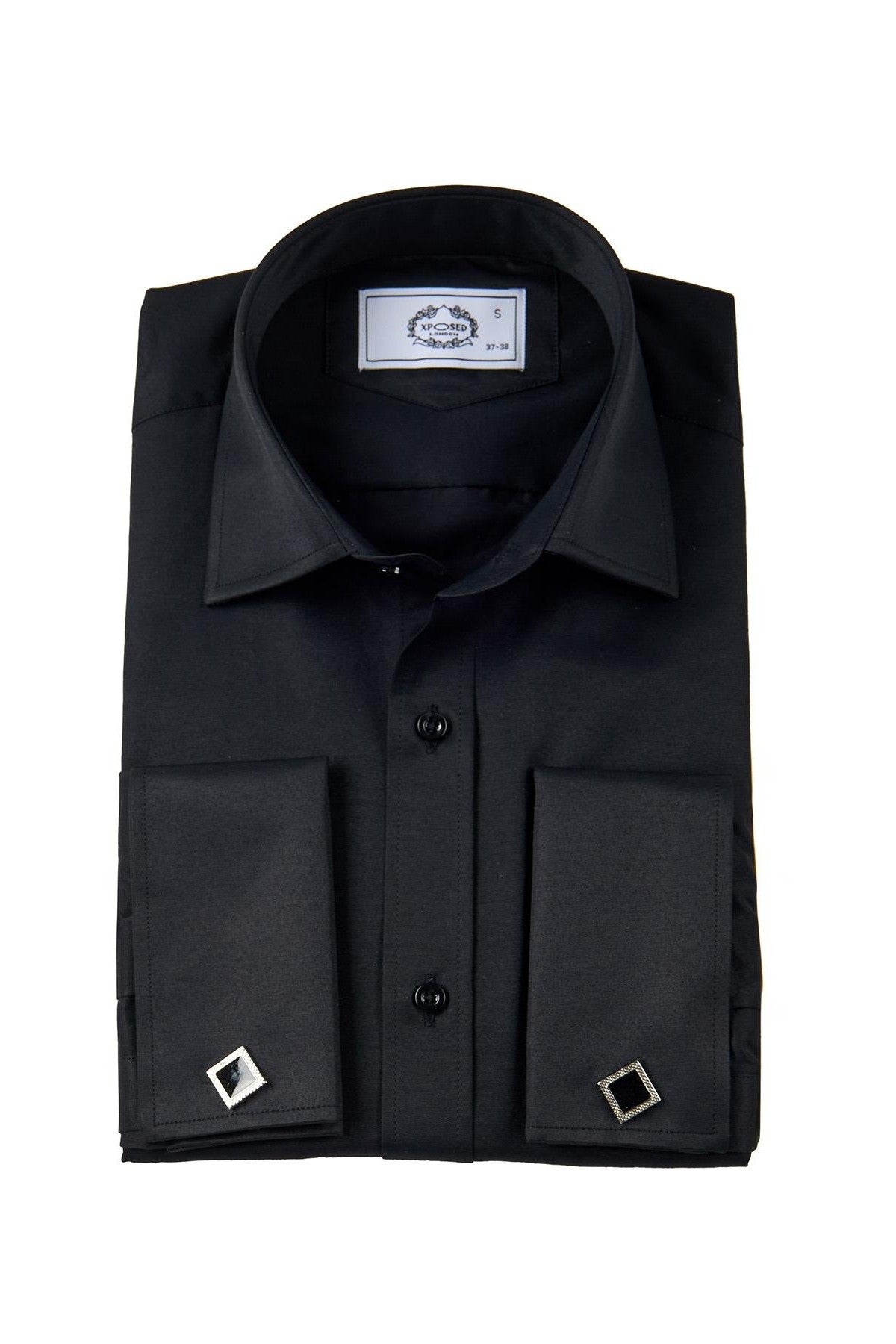 CLASSIC BLACK DOUBLE CUFF SHIRT