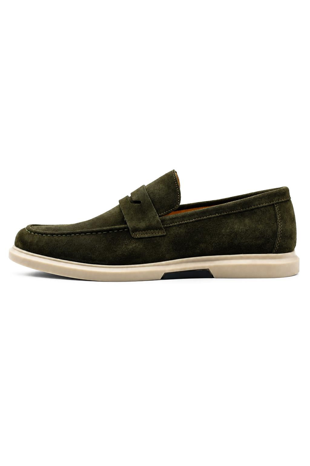 Men’s Milo Green Suede Leather Penny Loafers Sartorial Shoes