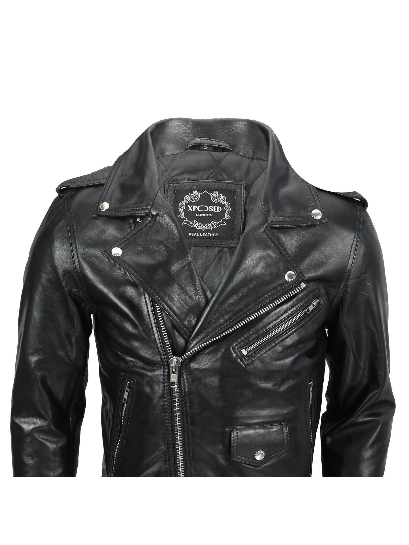 Mens Waxed Soft Real Leather Black Biker Jacket Vintage Classic Motorcycle Style