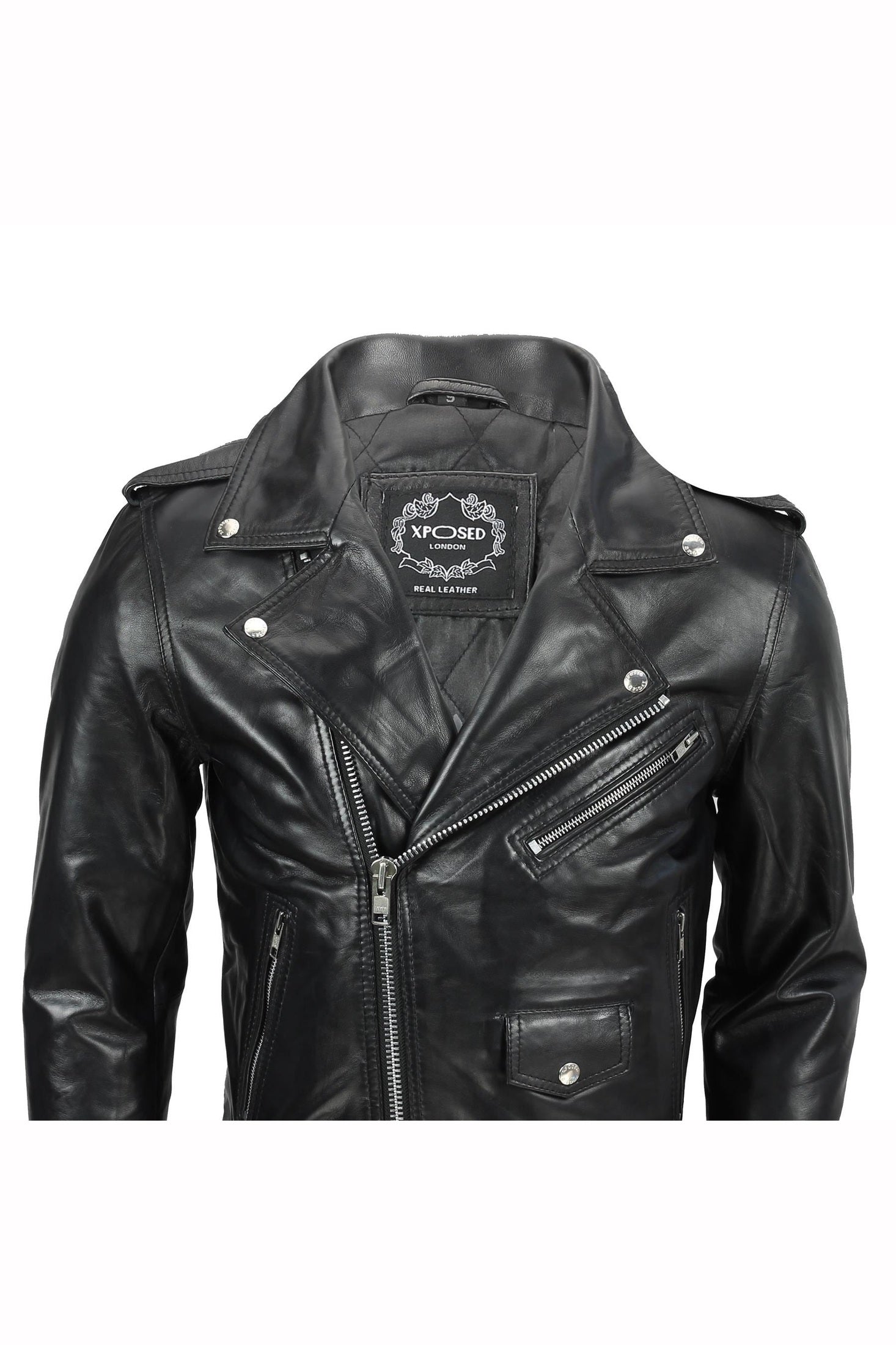 Mens Waxed Soft Real Leather Black Biker Jacket Vintage Classic Motorcycle Style