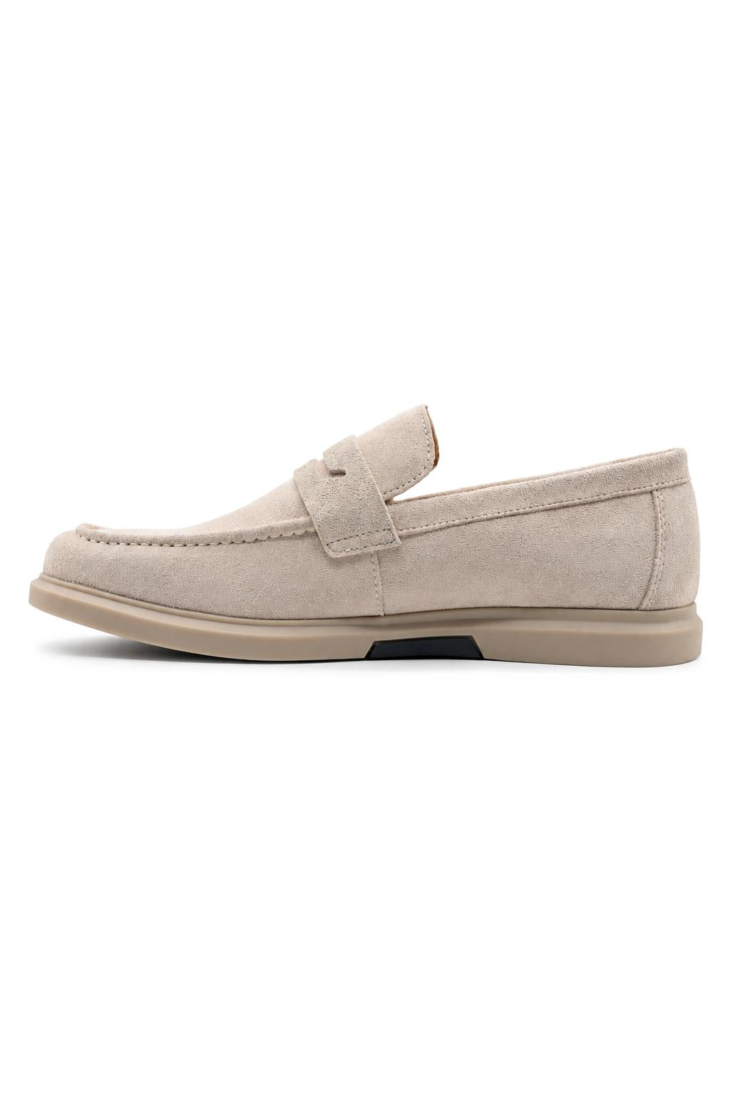 Men’s Milo Beige Suede Leather Penny Loafers Sartorial Shoes
