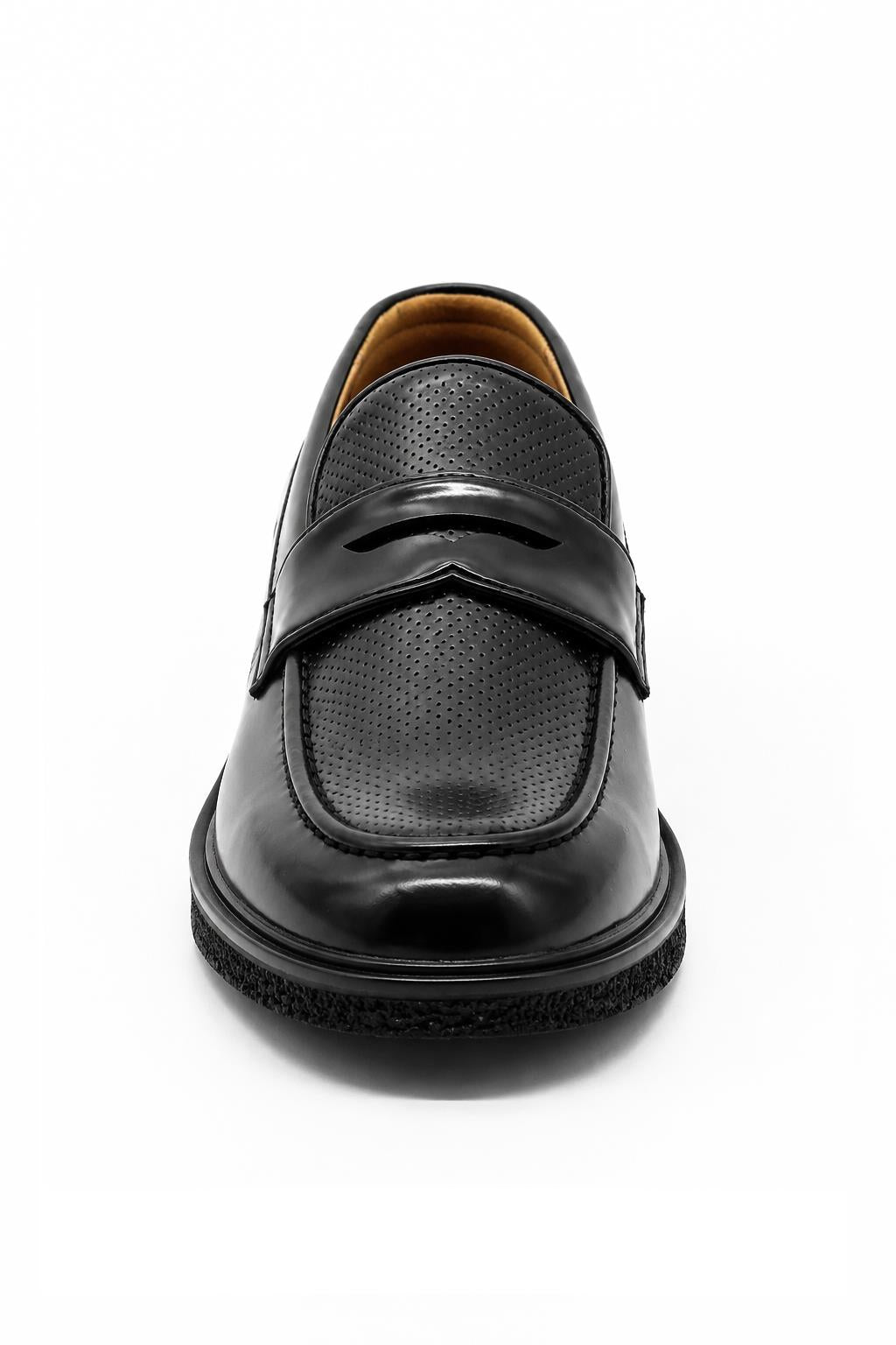 Men’s Black Patent Pin-Dot Penny Loafers Sartorial Shoes