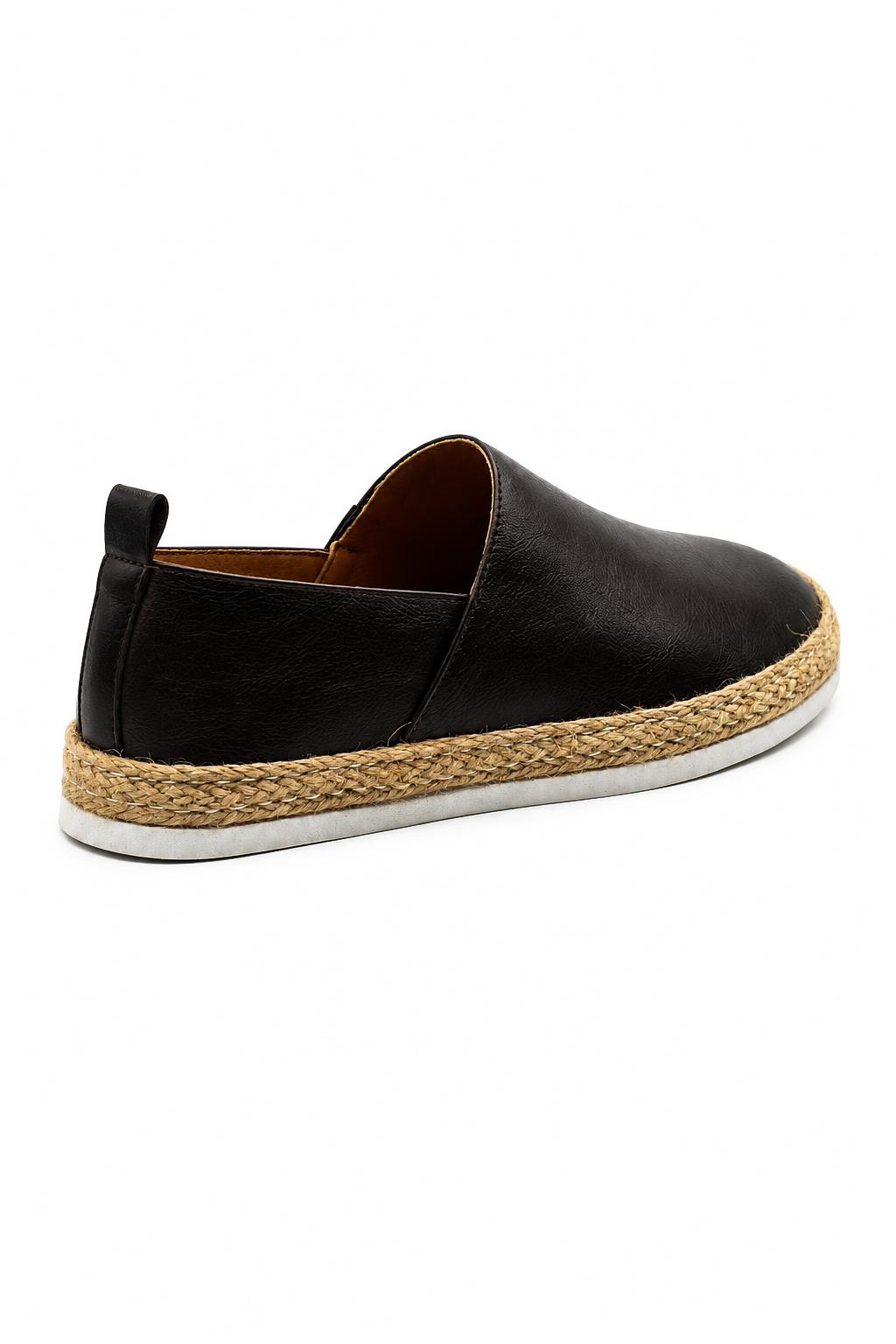 Men’s Brown Faux Leather Slip-On Espadrille Shoes Sartorial Shoes