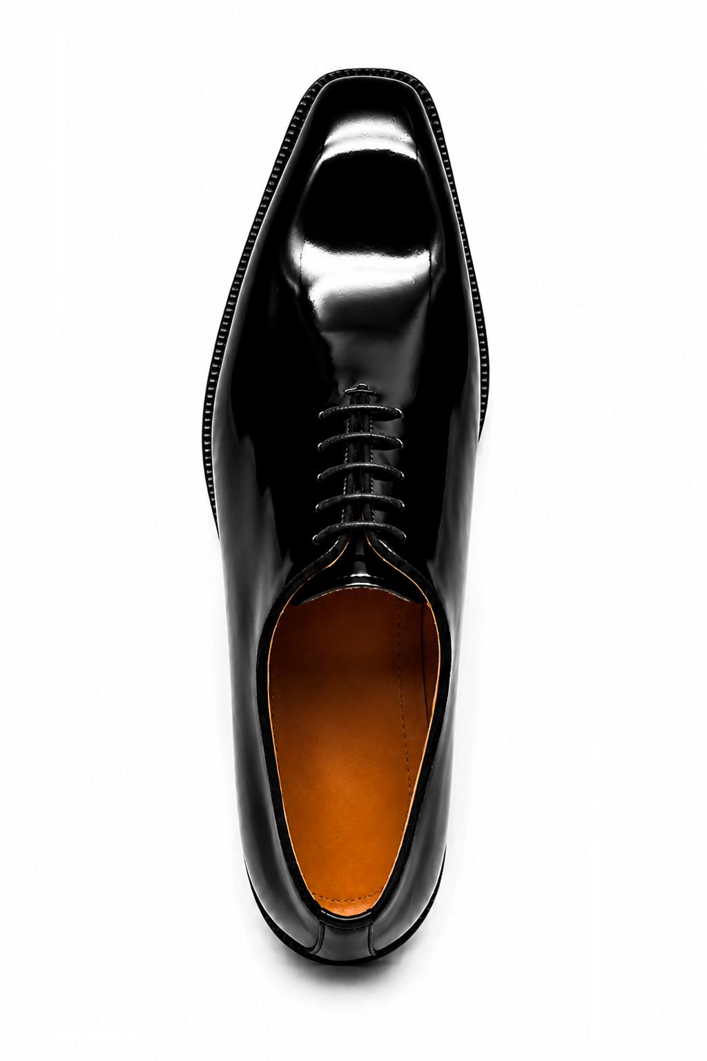 MIRO 1 Men’s Black Hi-Shine Patent Leather Wholecut Oxford Shoes Sartorial Shoes