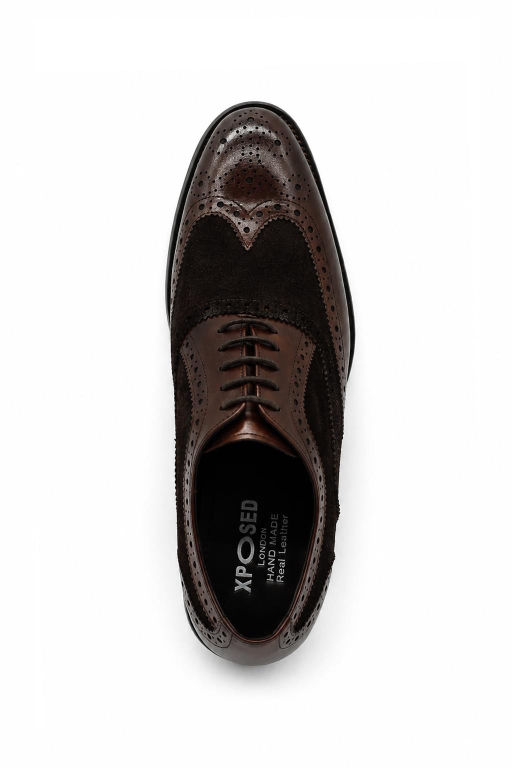 Lawson Men's Handmade Leather & Suede Wingtip Brogue Shoes – Brown Sartorial Shoes