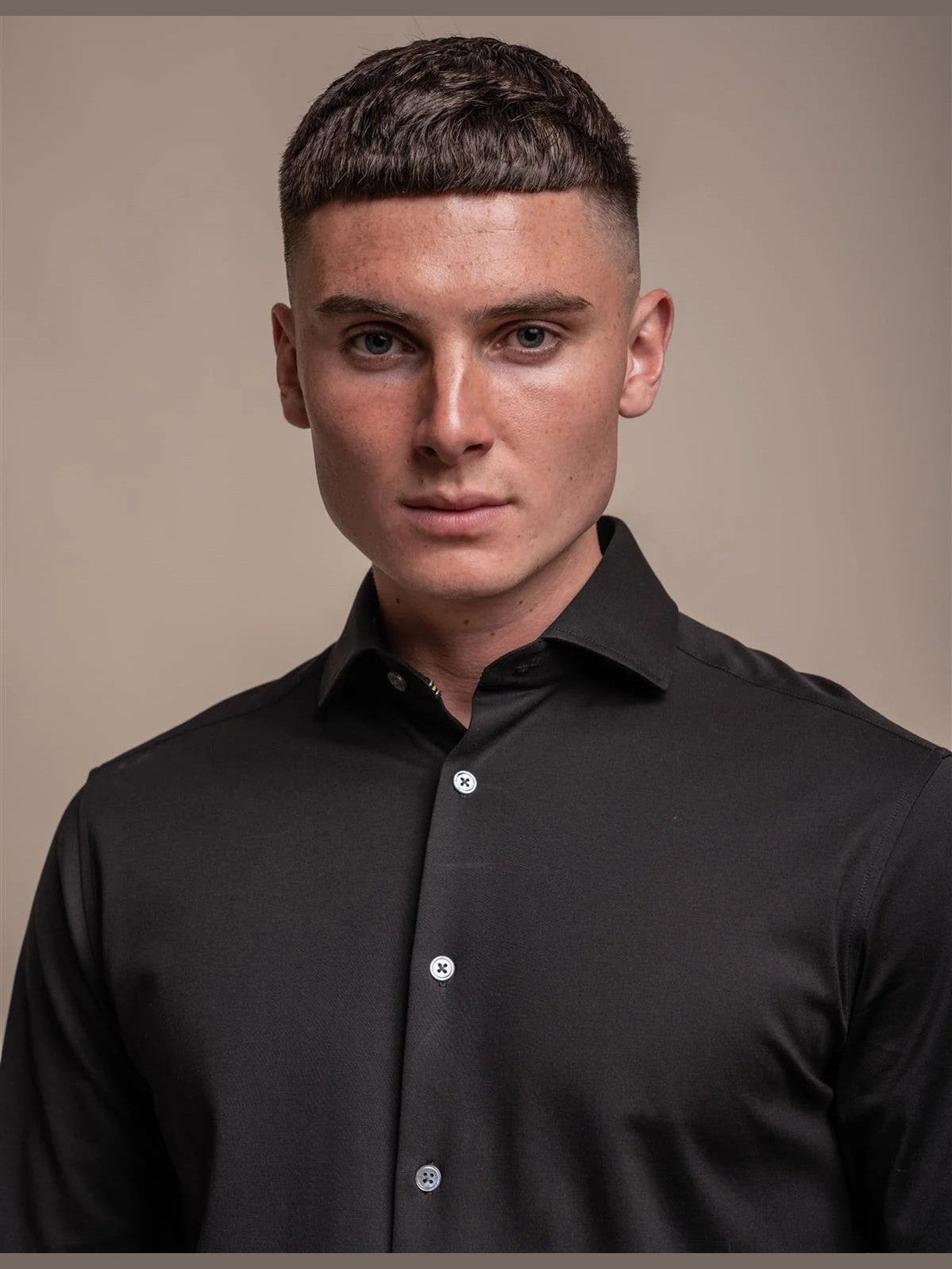 Cavani – Black Cotton Blend Stretch Slim Fit Shirt CAVANI