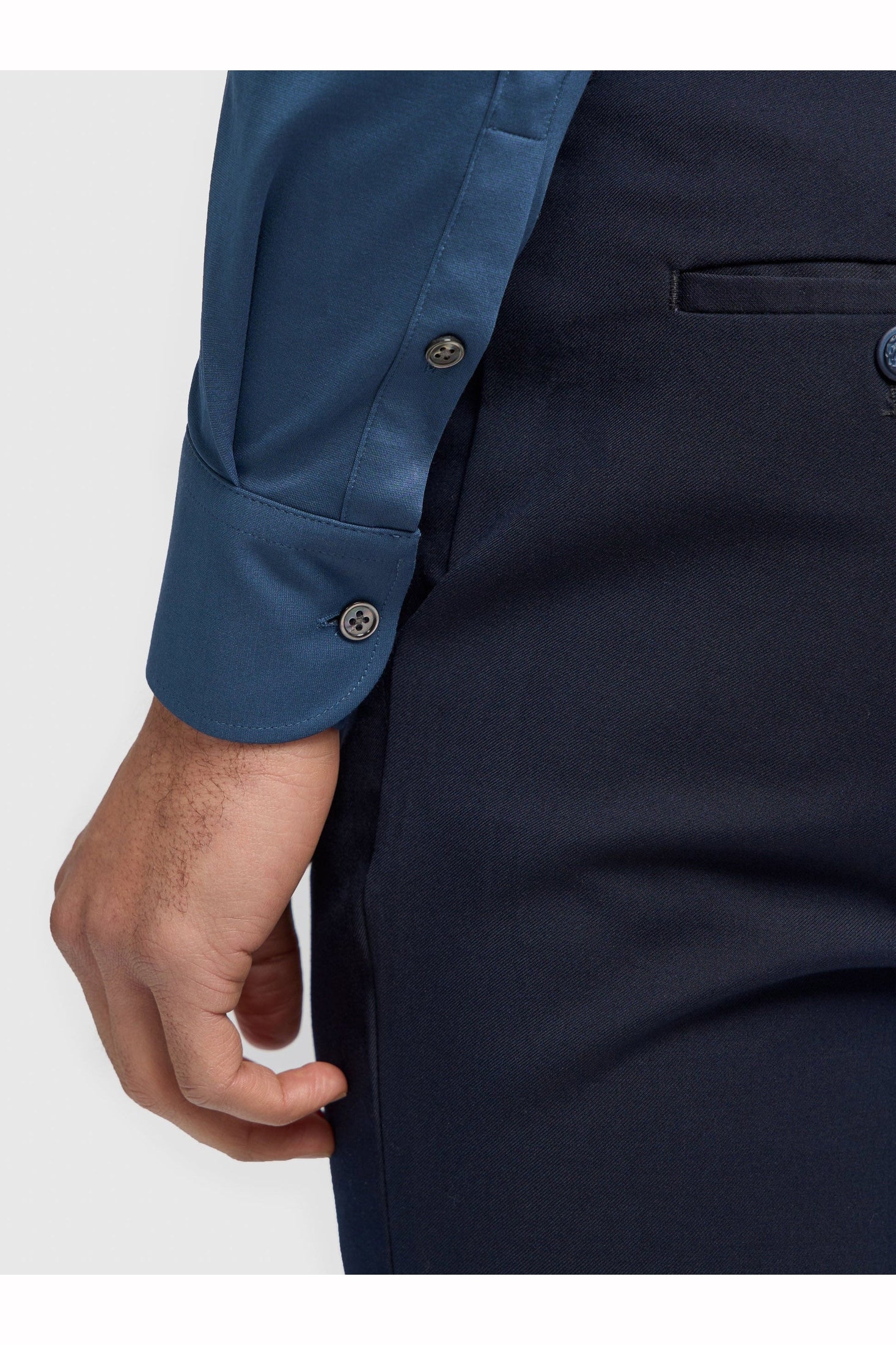Cavani – Blue Cotton Blend Stretch Slim Fit Shirt
