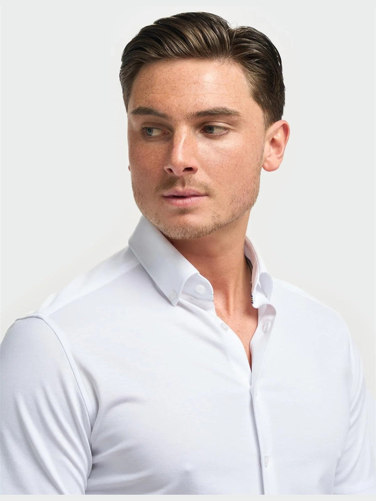 White Cotton Stretch Slim Fit Shirt – Short Sleeve CAVANI