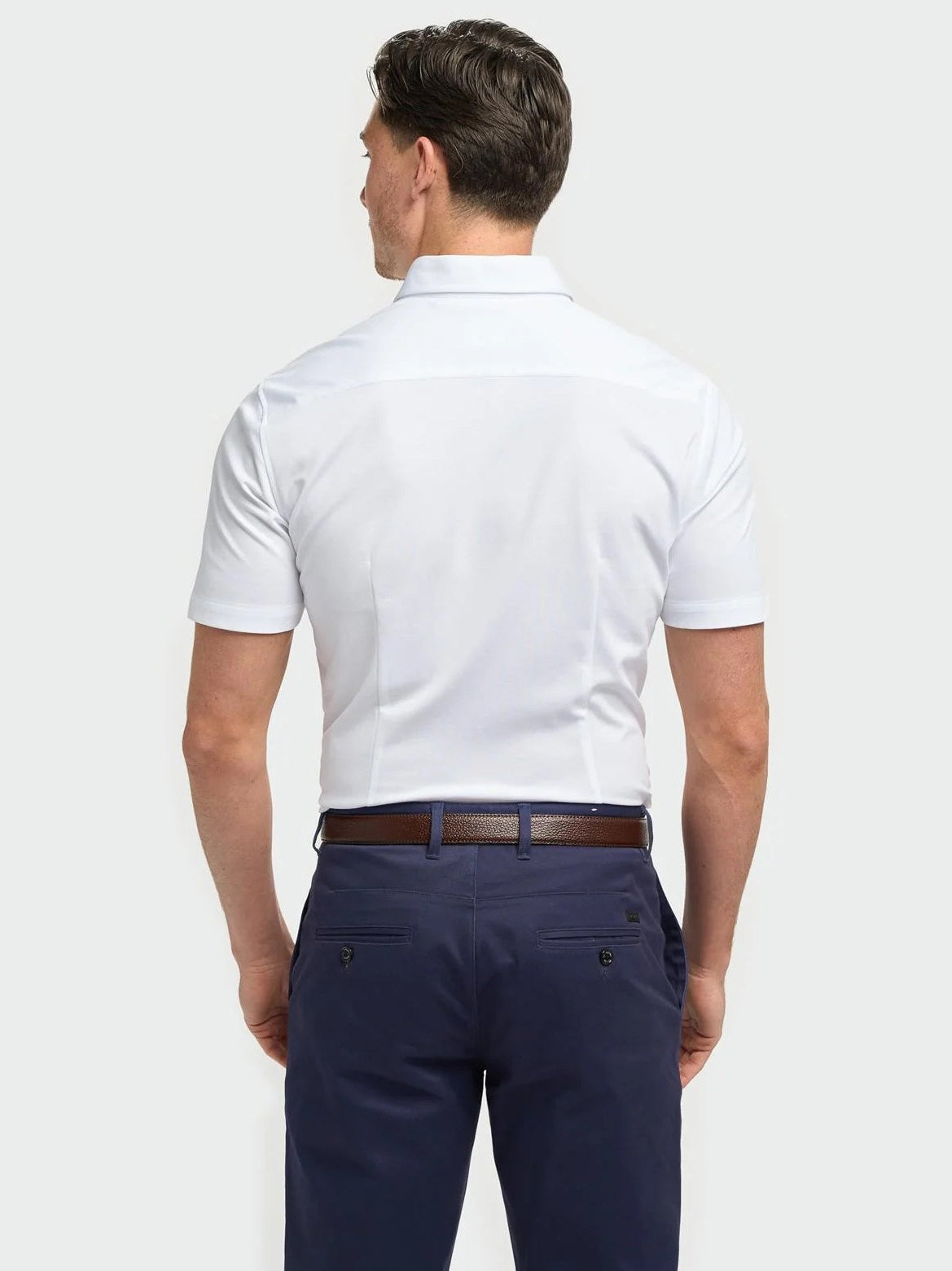White Cotton Stretch Slim Fit Shirt – Short Sleeve CAVANI