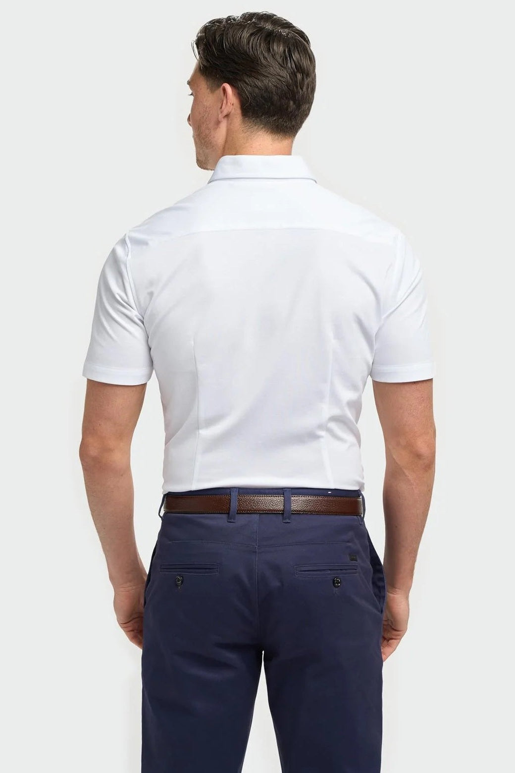 White Cotton Stretch Slim Fit Shirt – Short Sleeve CAVANI