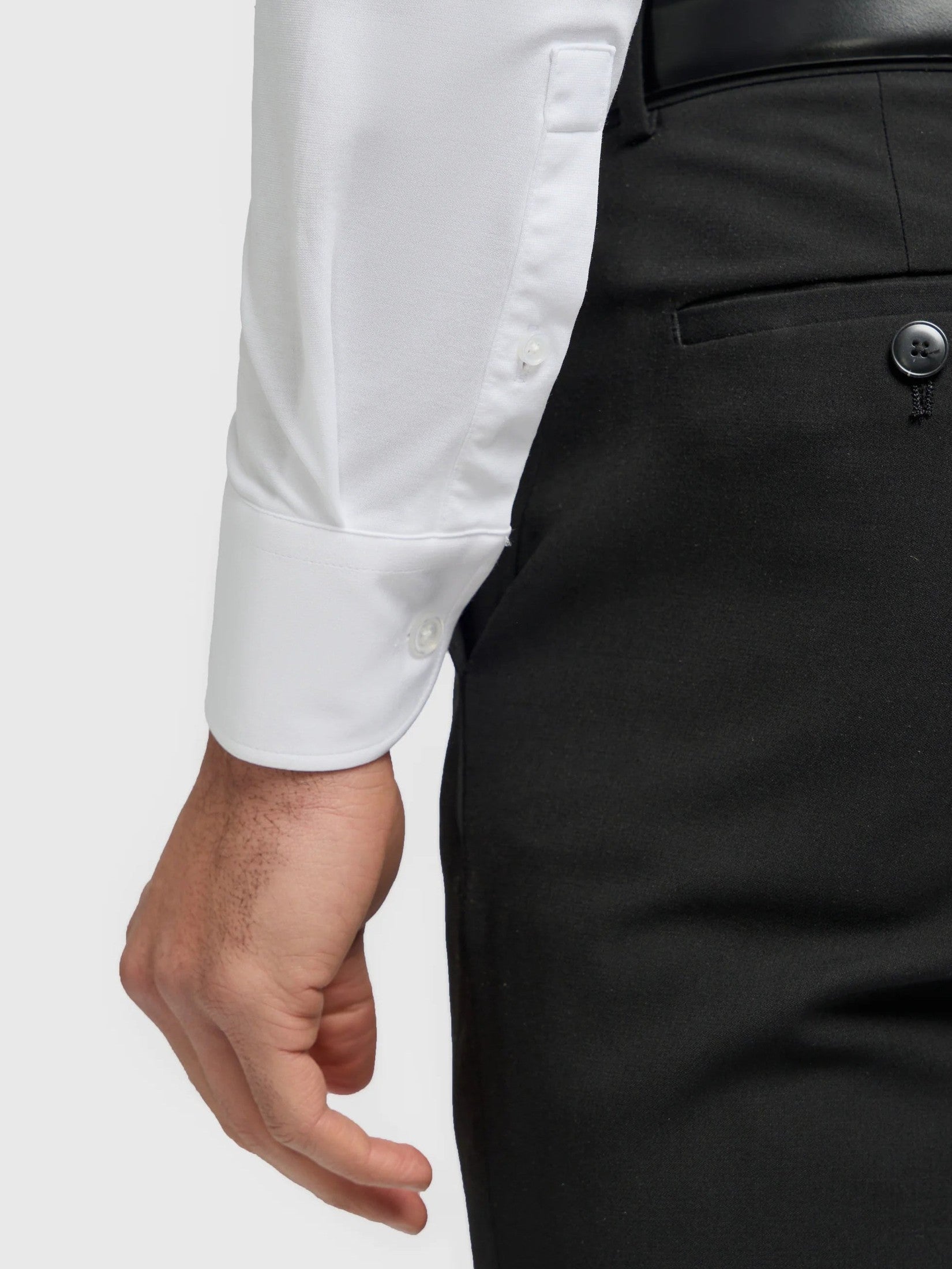 Cavani – White Cotton Blend Stretch Slim Fit Shirt CAVANI