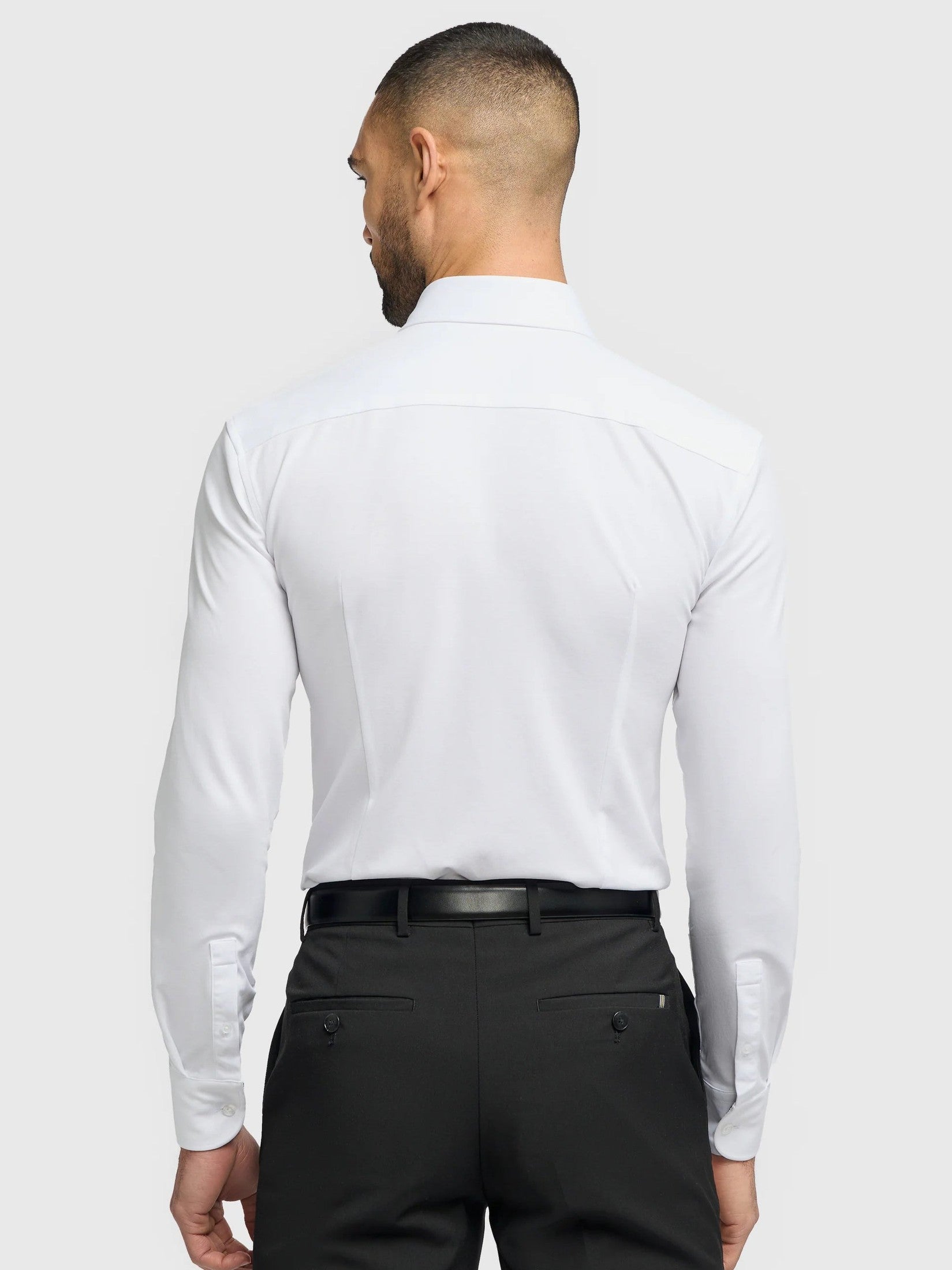 Cavani – White Cotton Blend Stretch Slim Fit Shirt CAVANI