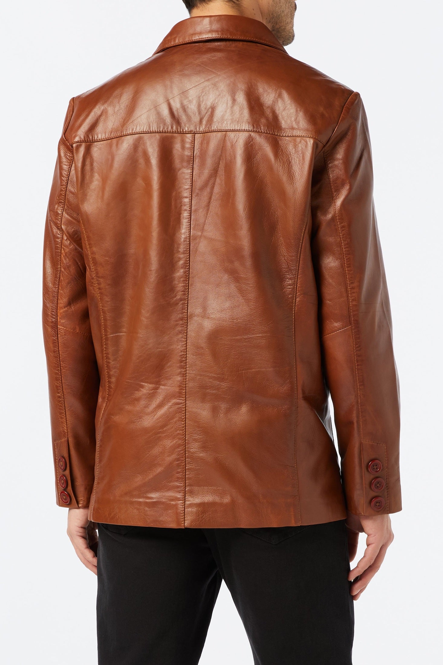 MEN’S VINTAGE MID LENGTH TAN LEATHER JACKET
