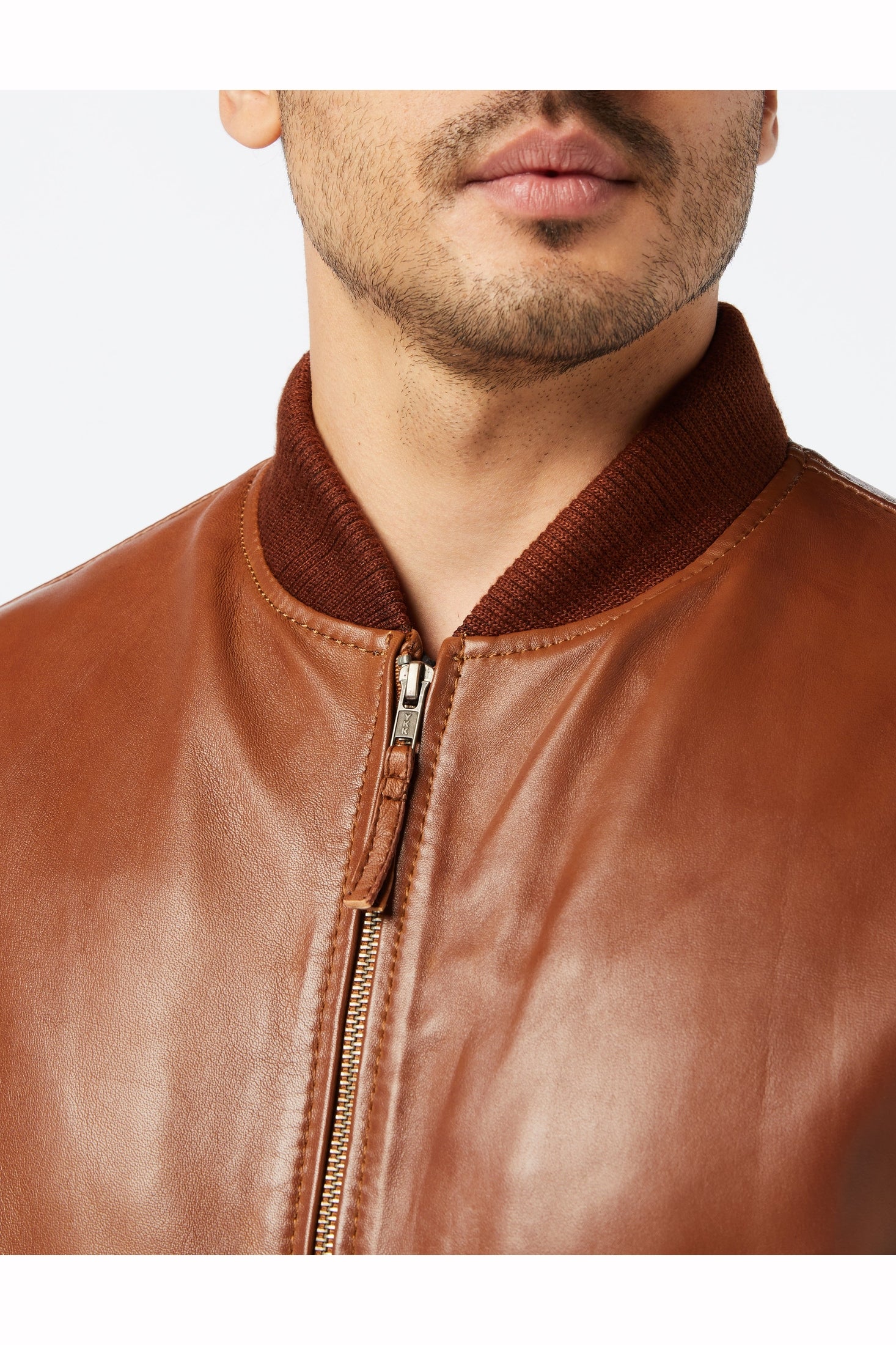 XPOSED Mens Tan Soft Real Leather Smart Casual Vintage Bomber Biker Style Jacket