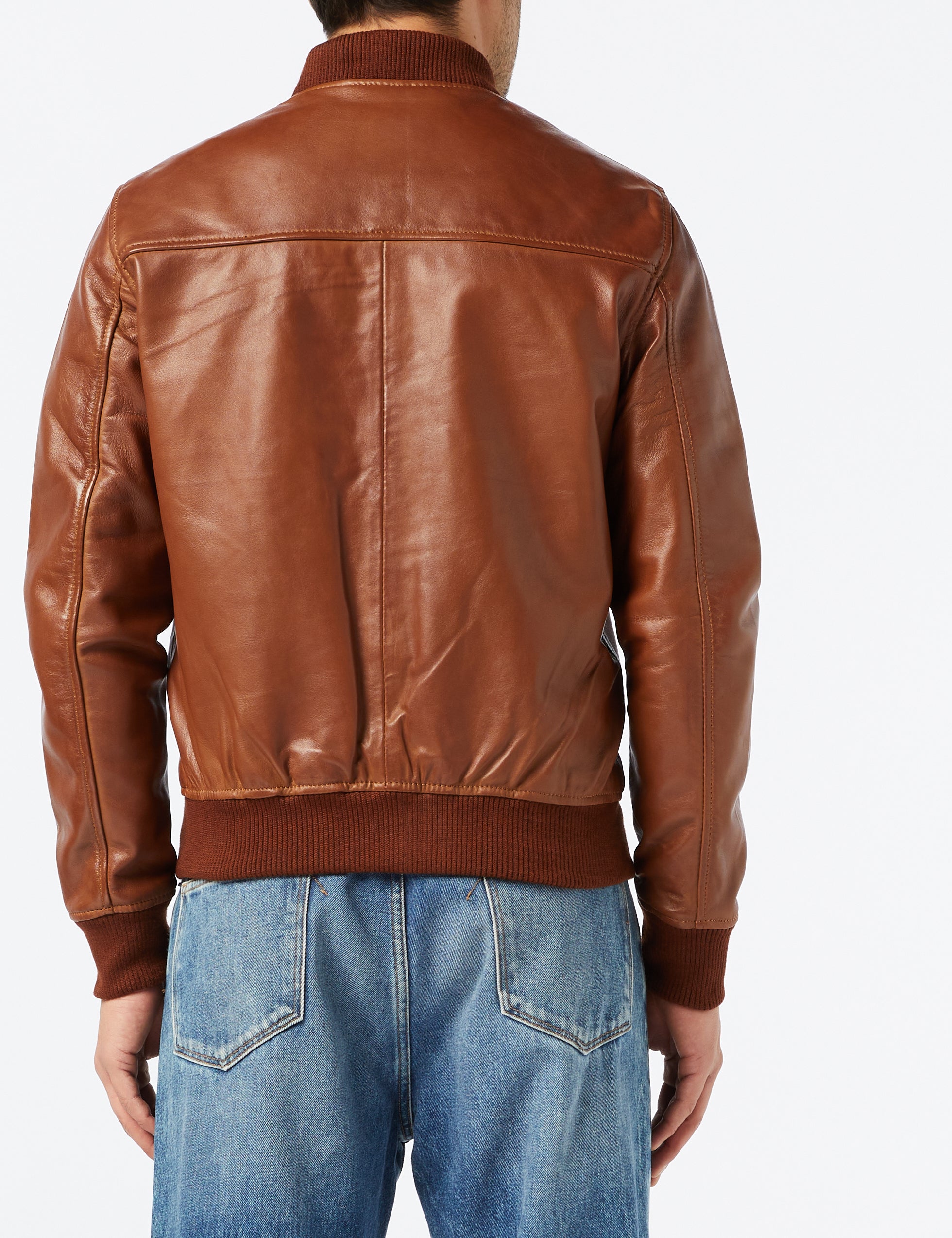 XPOSED Mens Tan Soft Real Leather Smart Casual Vintage Bomber Biker Style Jacket