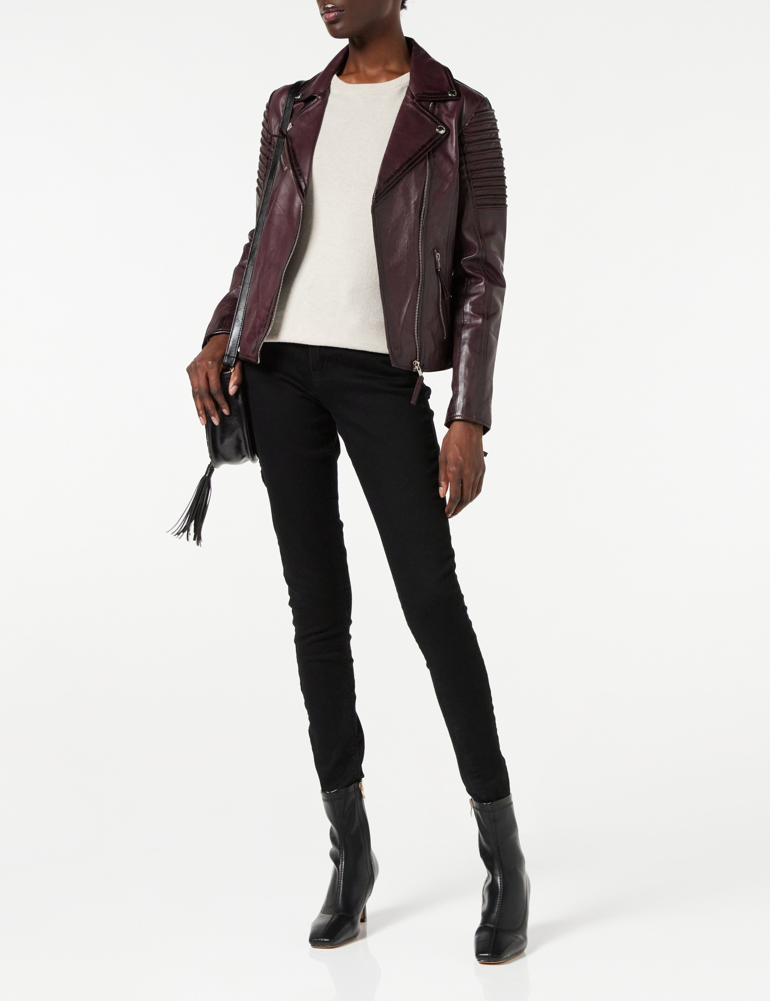 Ladies Retro Biker Burgundy
