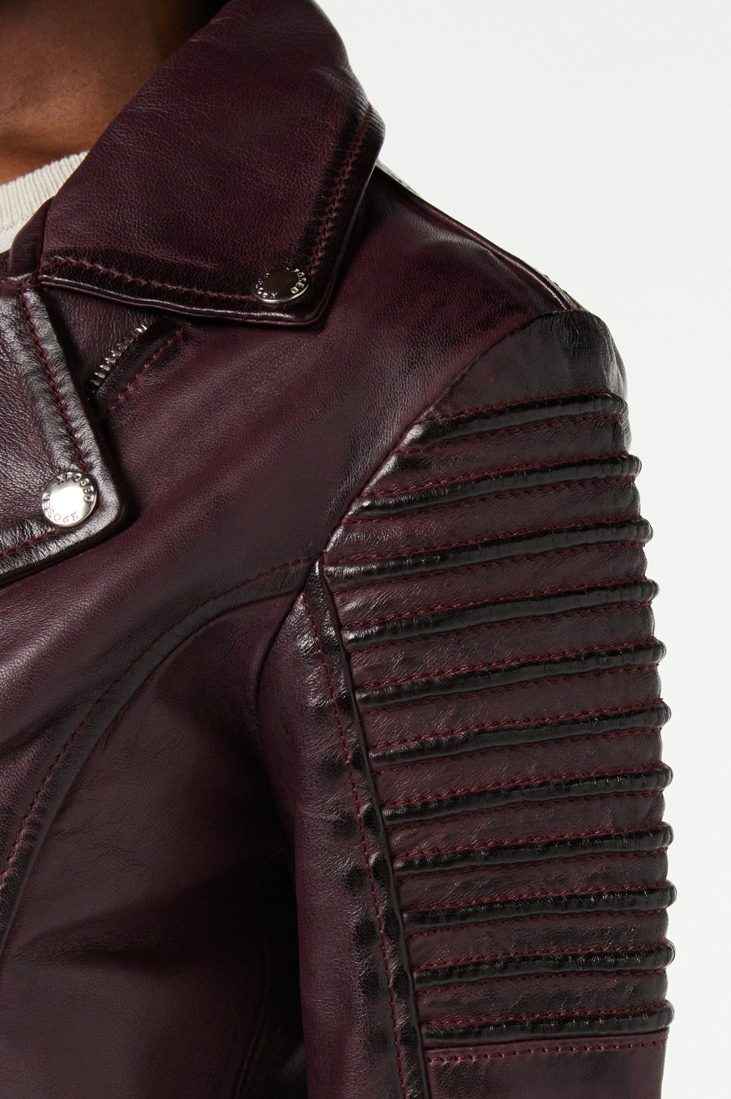 Ladies Retro Biker Burgundy