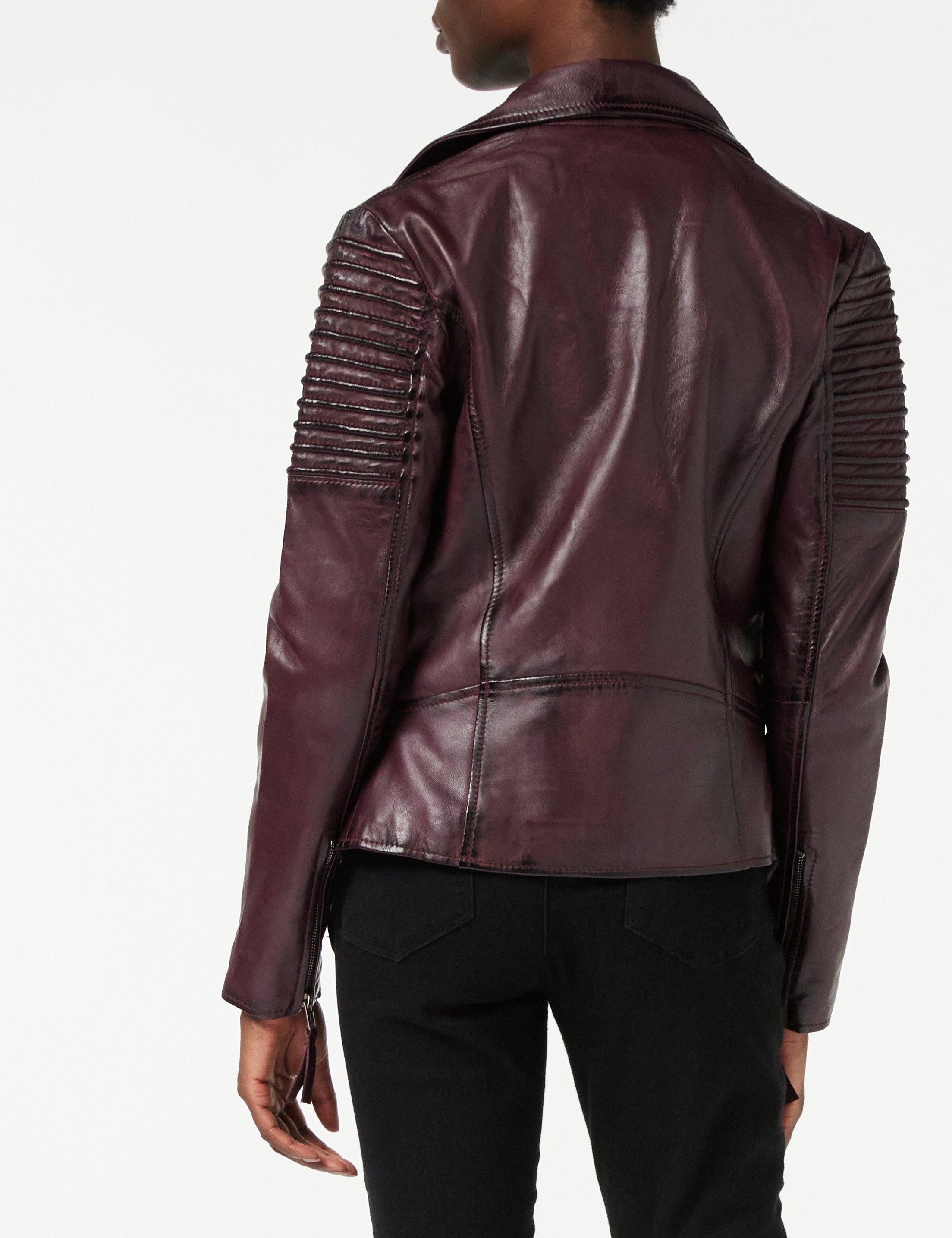 Ladies Retro Biker Burgundy