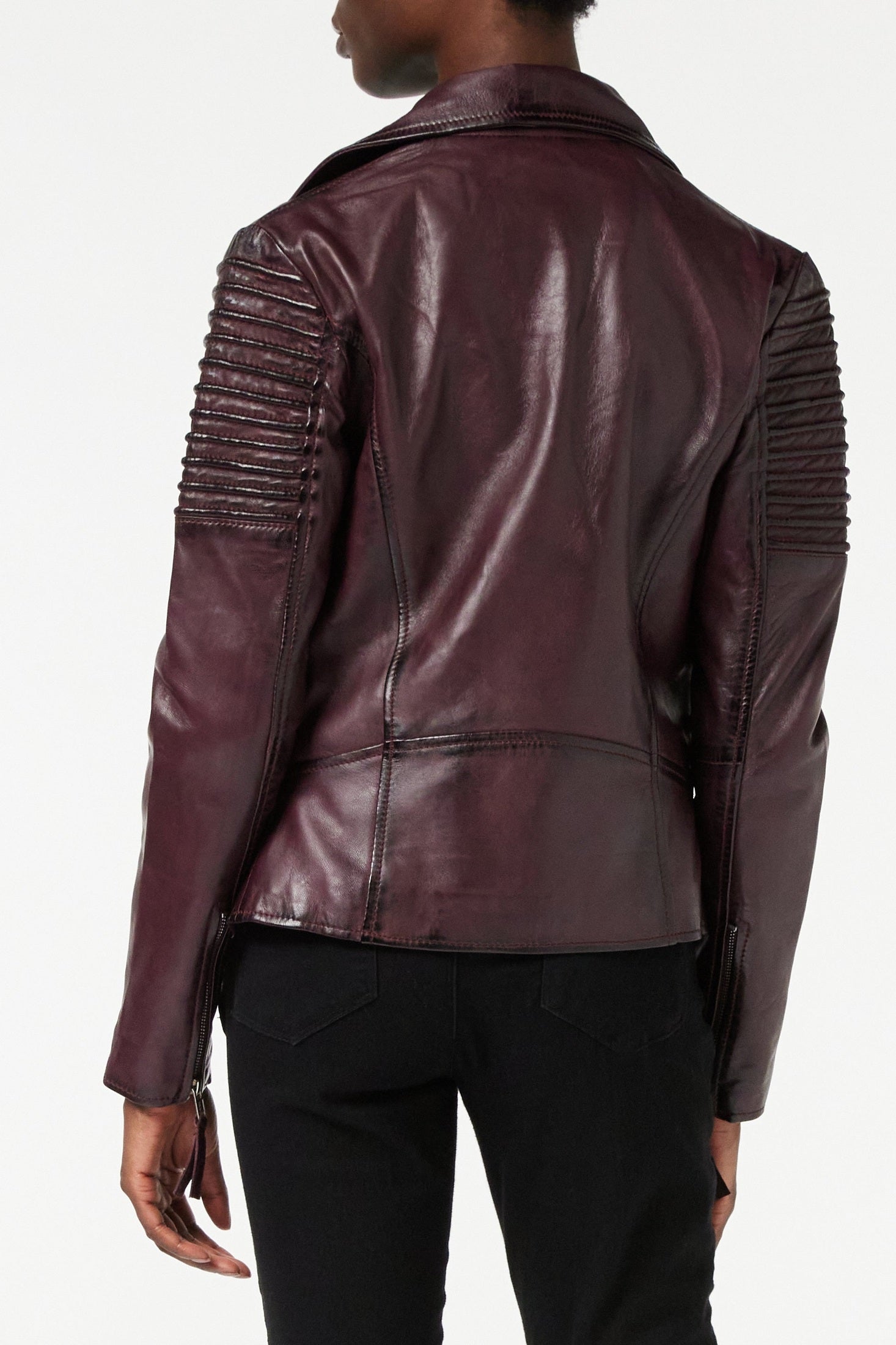 Ladies Retro Biker Burgundy
