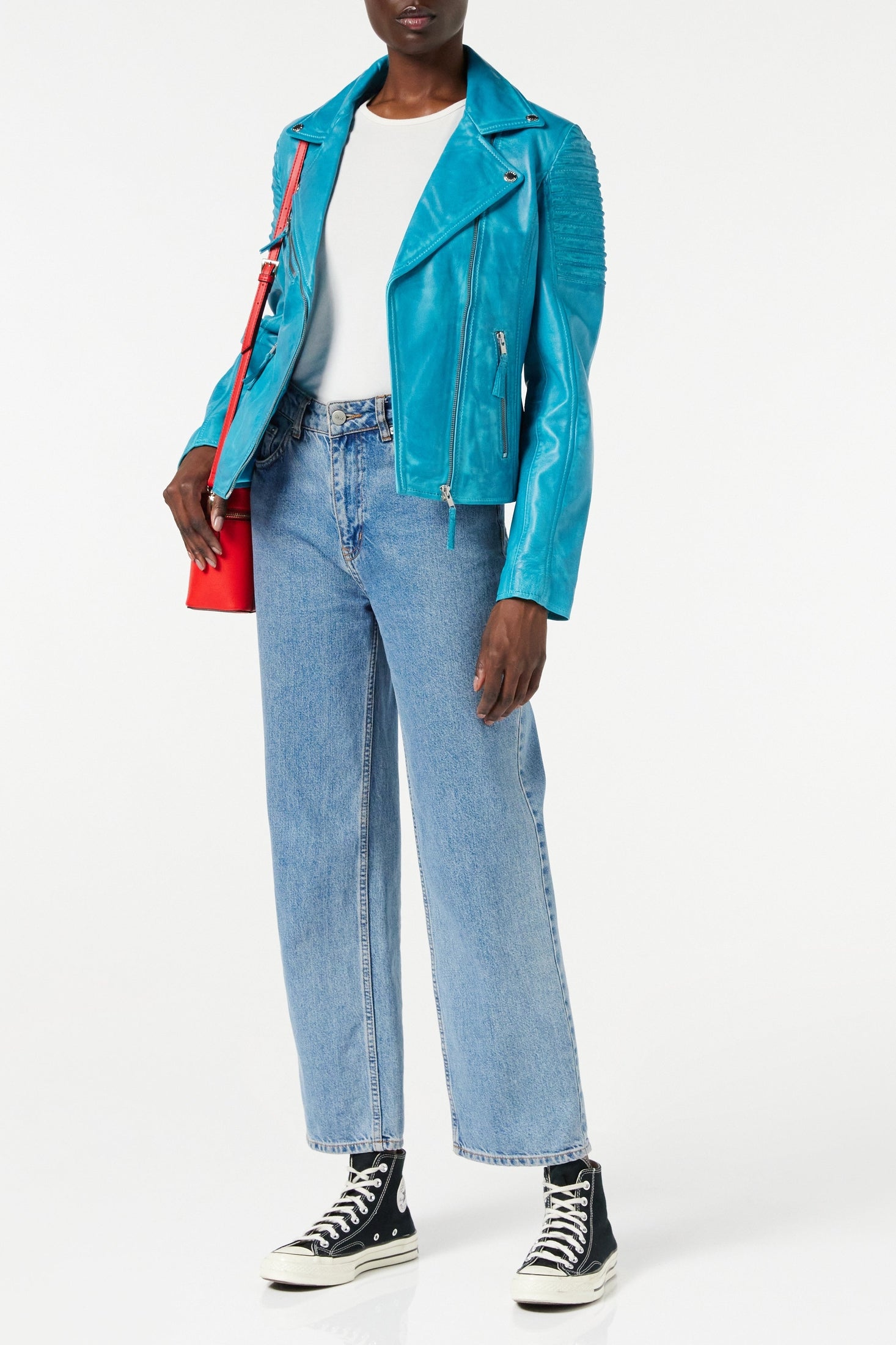 Ladies Retro Biker Frozen Blue