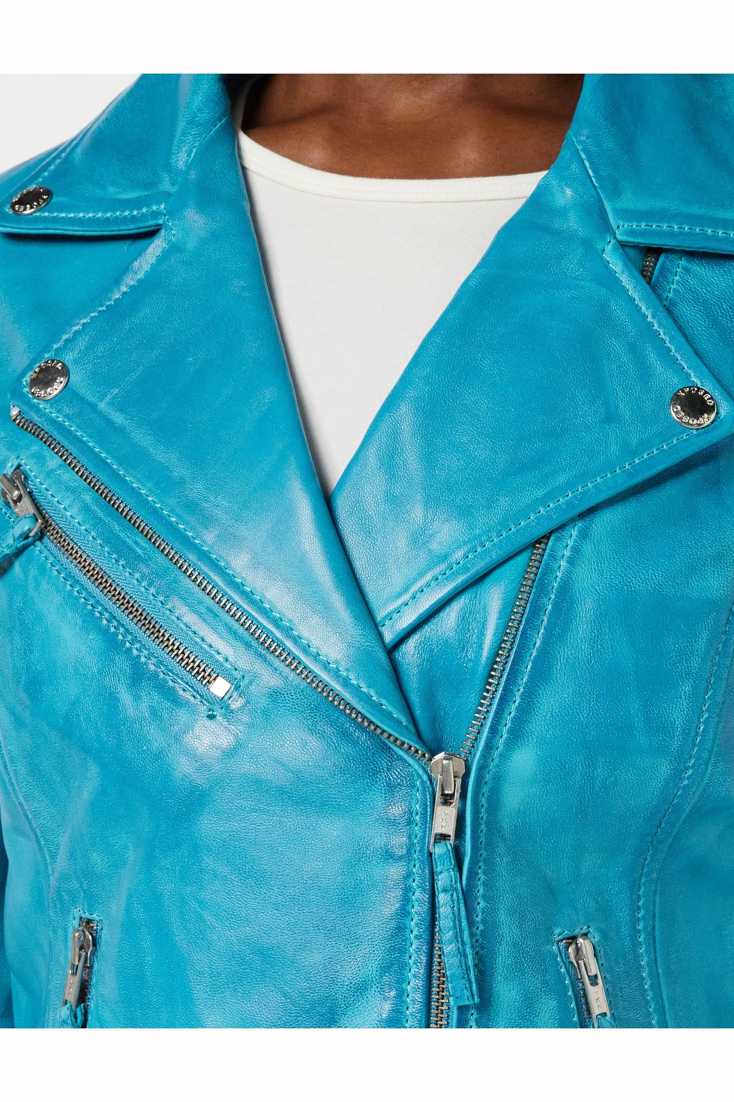 Ladies Retro Biker Frozen Blue