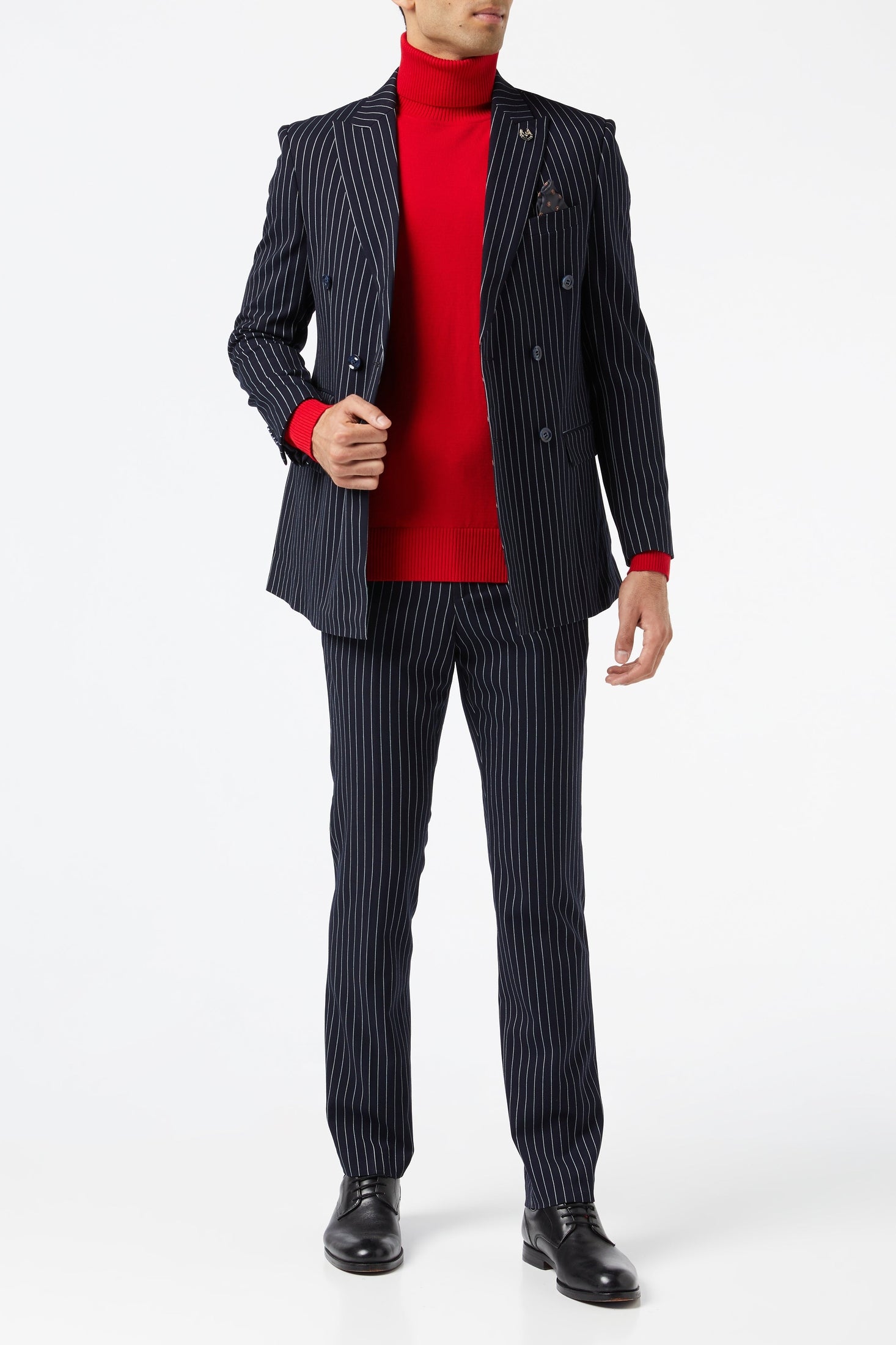 G 1808 - Mens Roll Neck Red Jumper Soft Cotton Fine Knitted