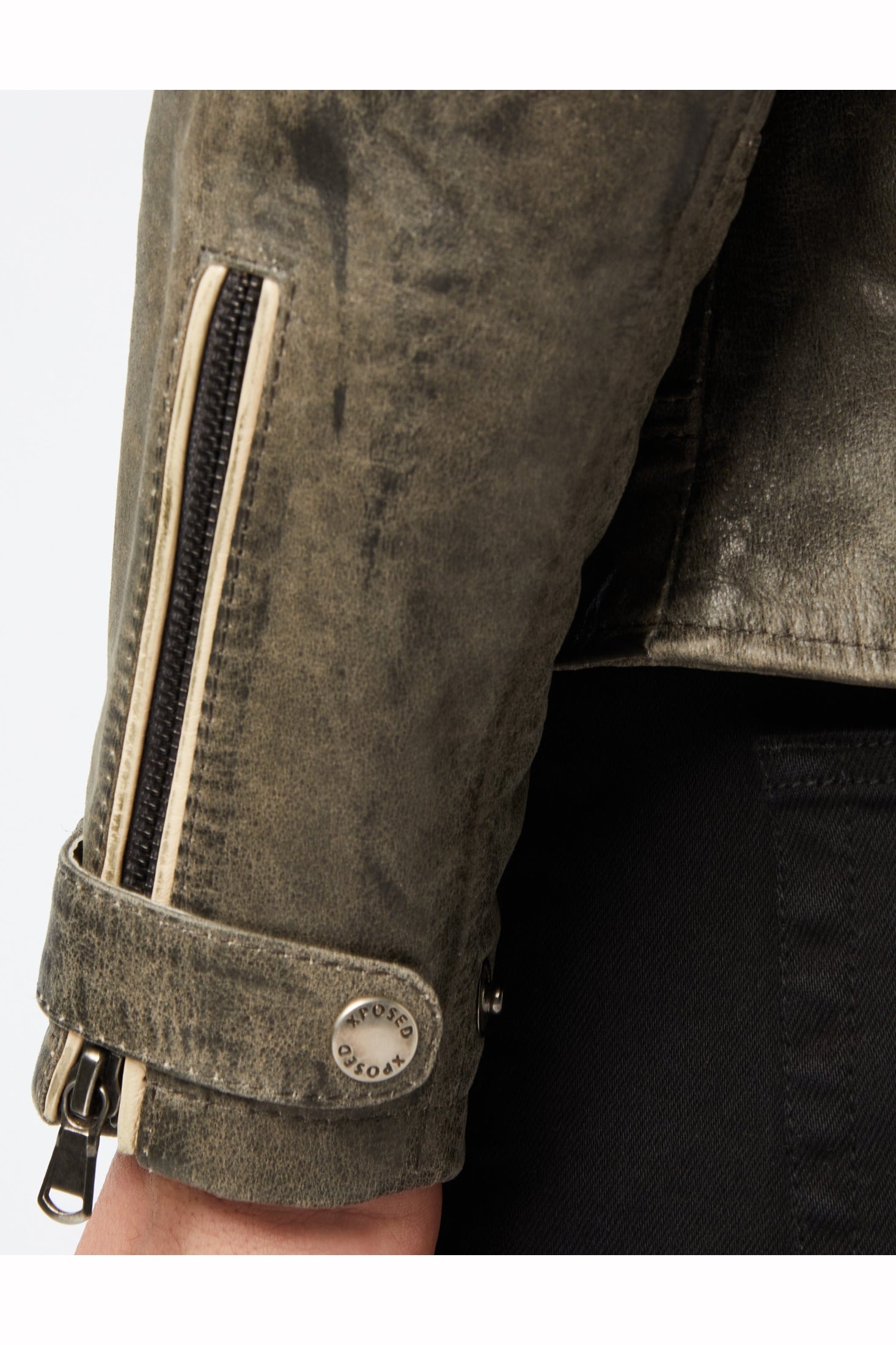 Men’s Real Leather Biker Jacket Vintage Grey Distressed Retro Motorcycle Style