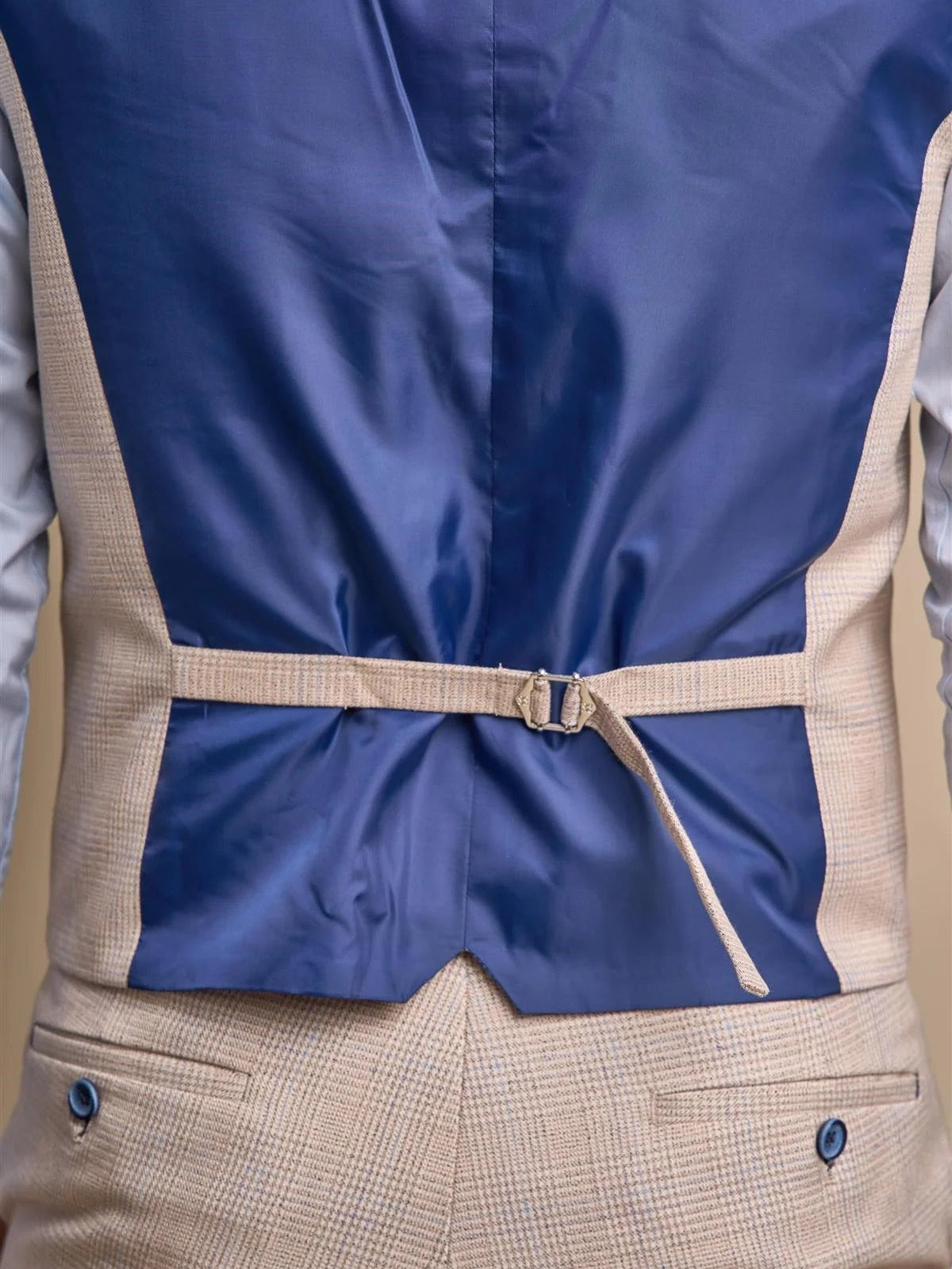 MENS CARIDI BEIGE TAILORED FIT THREE PIECE SUIT CAVANI