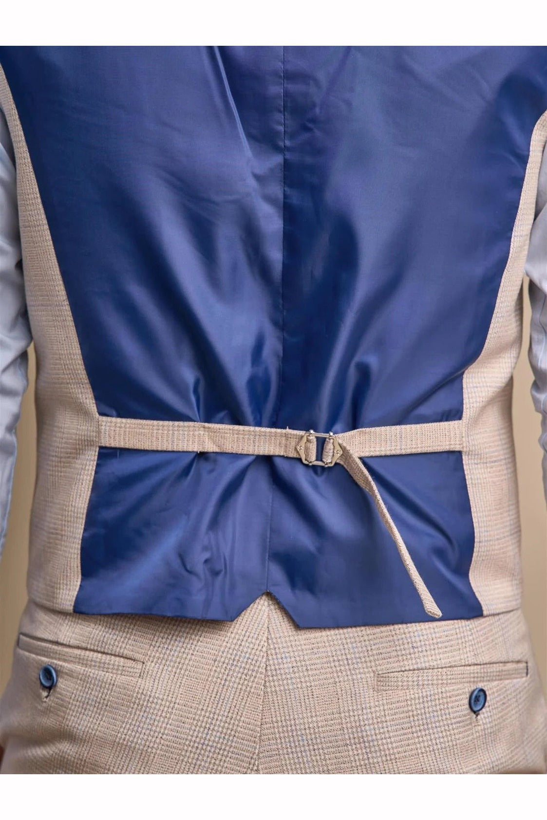 MENS CARIDI BEIGE TAILORED FIT THREE PIECE SUIT CAVANI