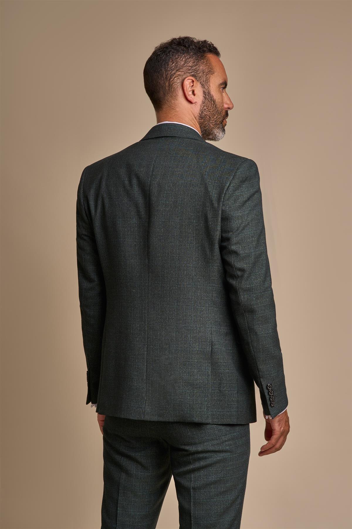 THREE PIECE CARIDI OLIVE CHECK SUIT CAVANI