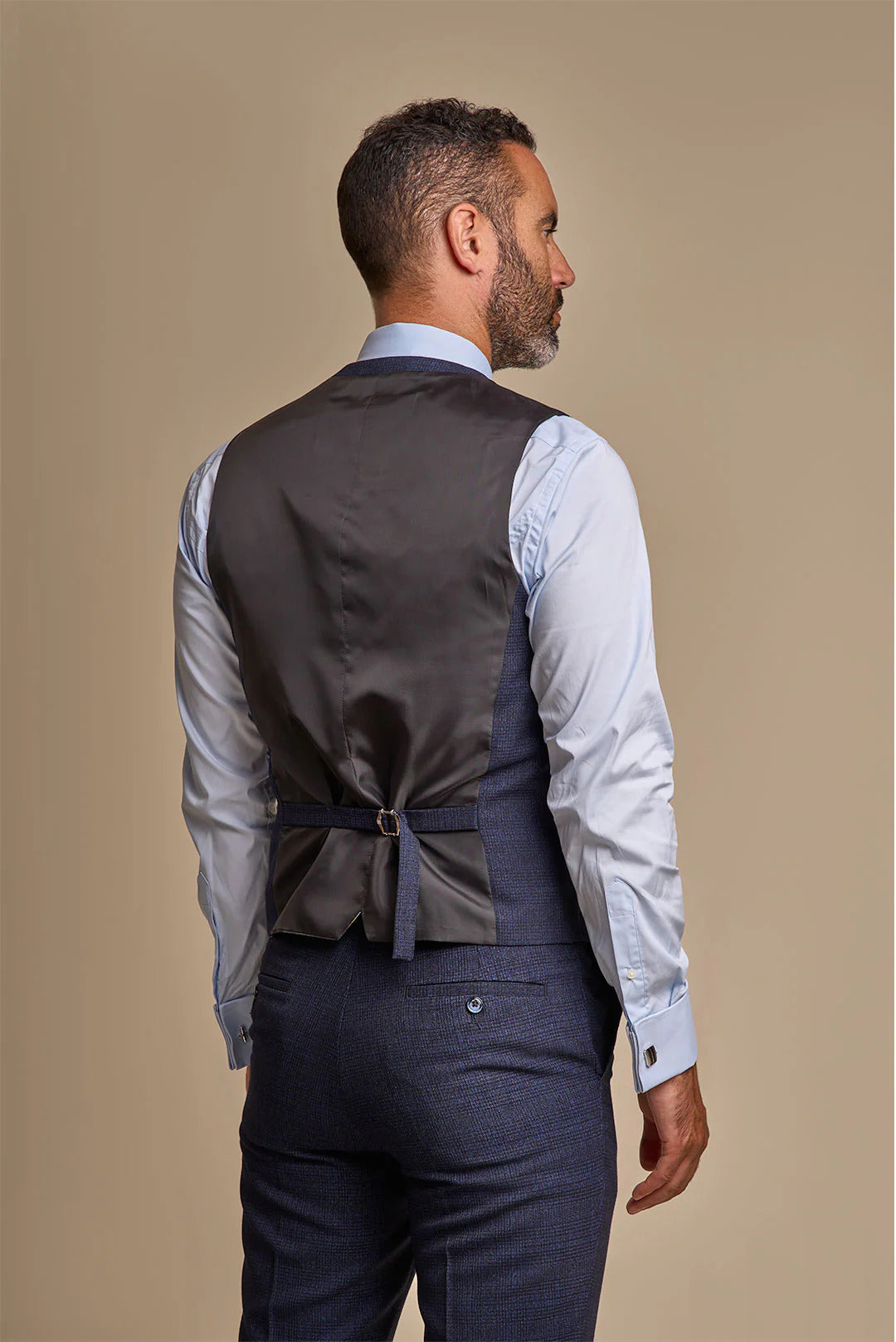 CARIDI - NAVY CHECK WAISTCOAT CAVANI