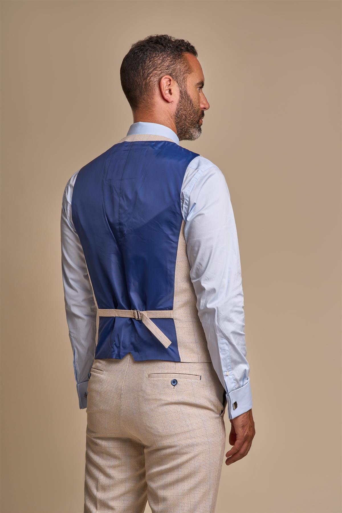 CARIDI - BEIGE CHECK WAISTCOAT CAVANI