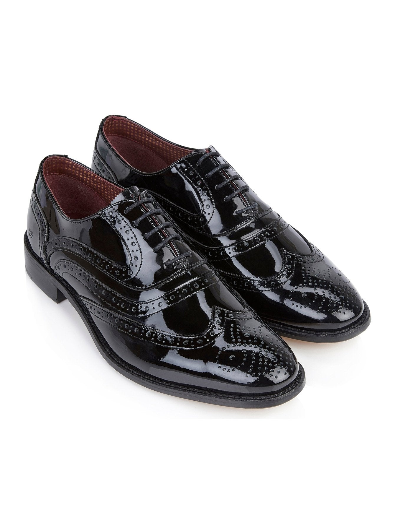 PATENT LEATHER OXFORD BROGUE - BLACK