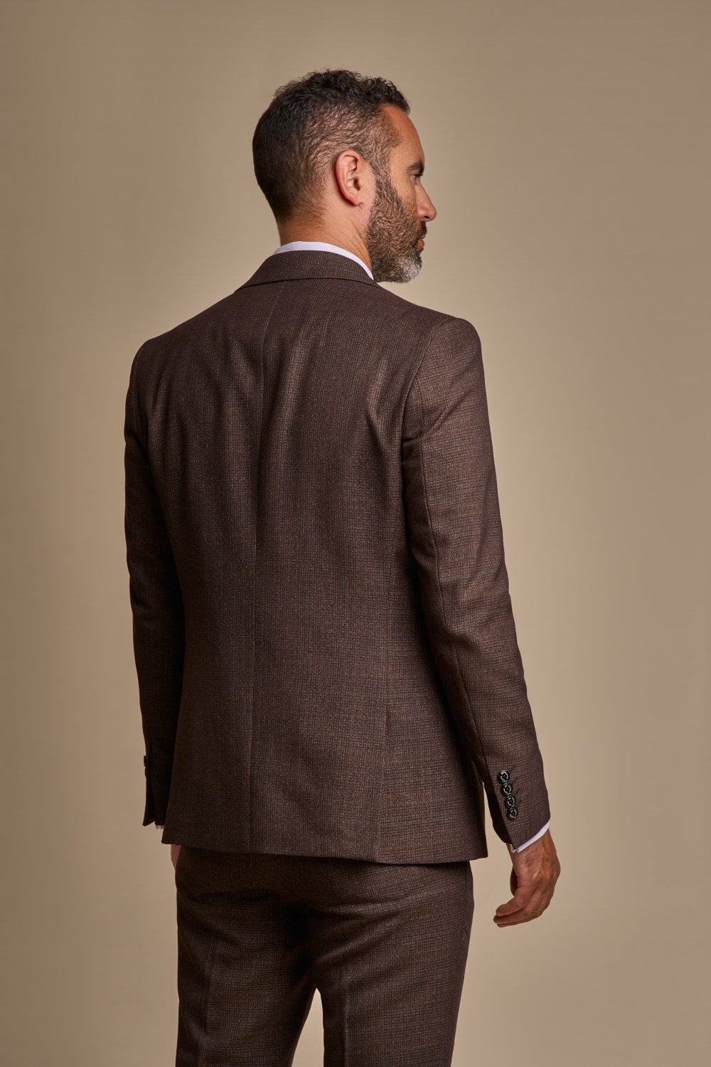 CARIDI – TAILORED FIT BROWN CHECK BLAZER CAVANI