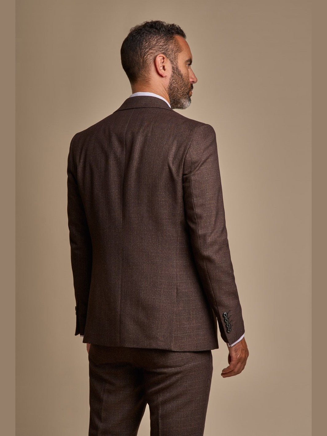 CARIDI – TAILORED FIT 3 PIECE SUIT IN BROWN CHECK CAVANI
