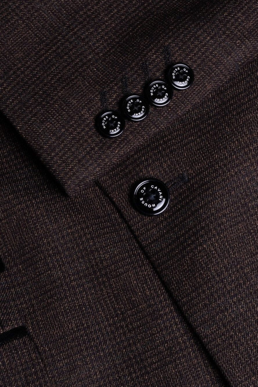 CARIDI – TAILORED FIT 3 PIECE SUIT IN BROWN CHECK CAVANI
