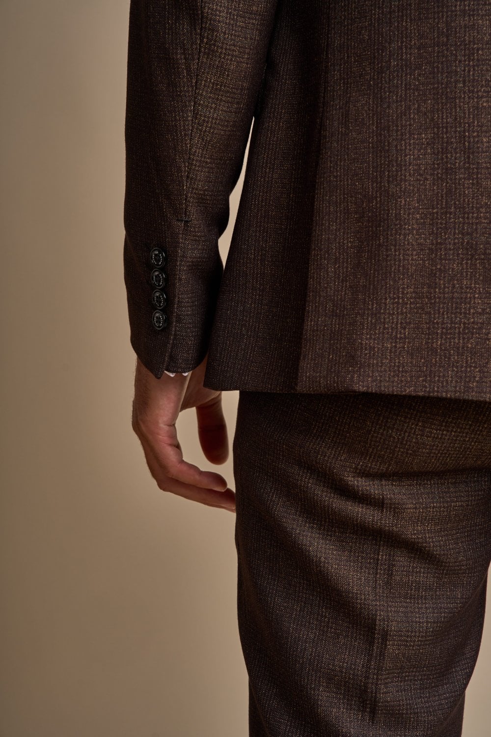 CARIDI – TAILORED FIT BROWN CHECK BLAZER CAVANI